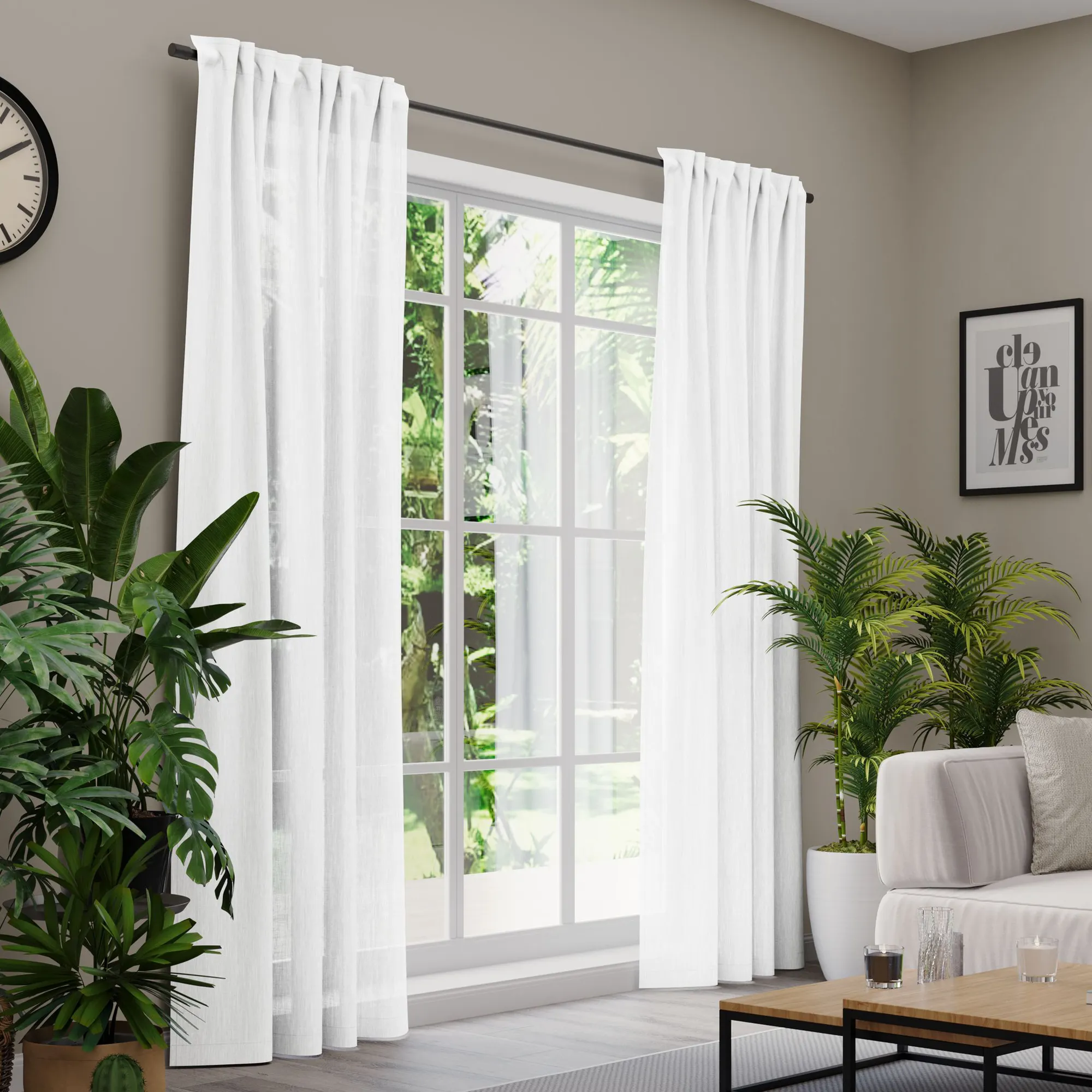 Premium Line Gardinen und Vorhänge | Eco Heaven, halbtransparent, weiß