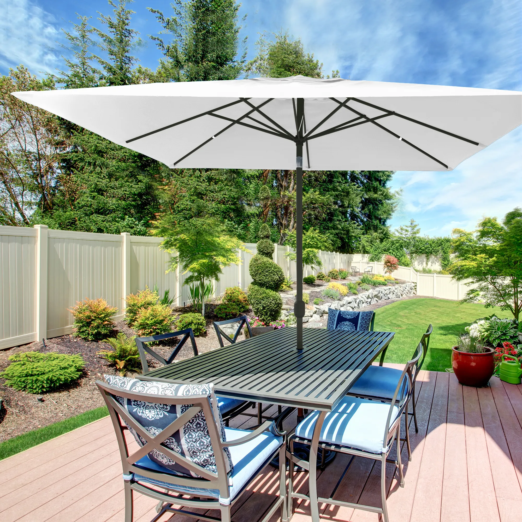 Parasol interpara carré | 3 x 3 m, blanc / armature : anthracite