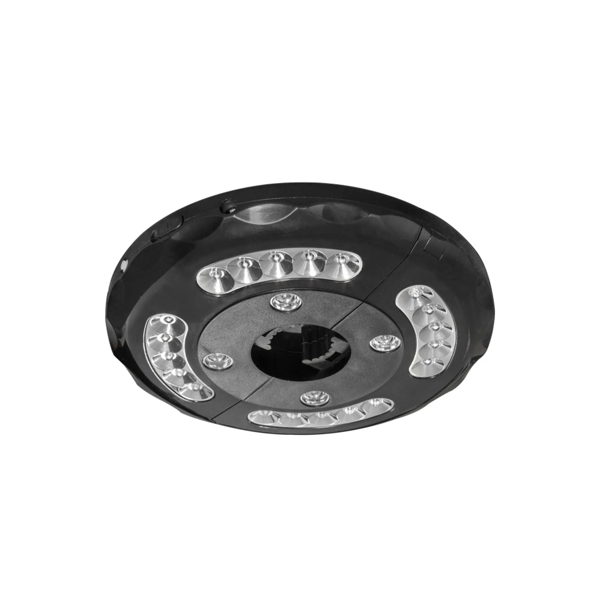 Lampada LED rotonda per ombrelloni con più fonti di luce e apertura centrale