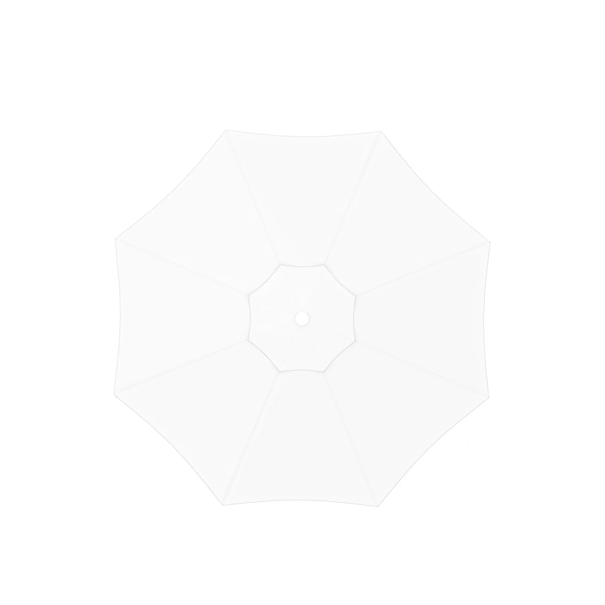 Ombrellone quadrato visto dall'alto, design simmetrico con punto centrale