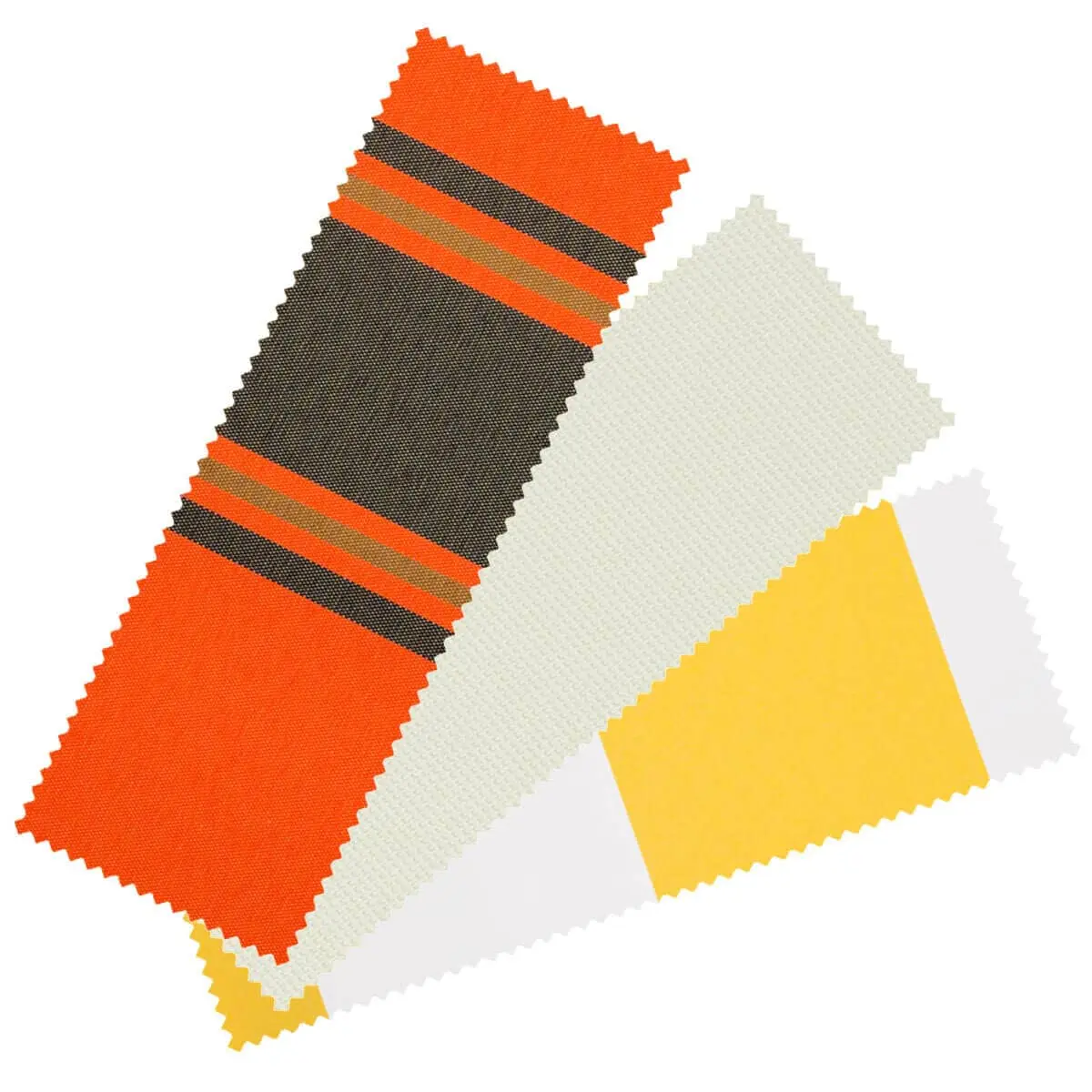 Stoffmuster für Klemmmarkise in verschiedenen Designs und Texturen