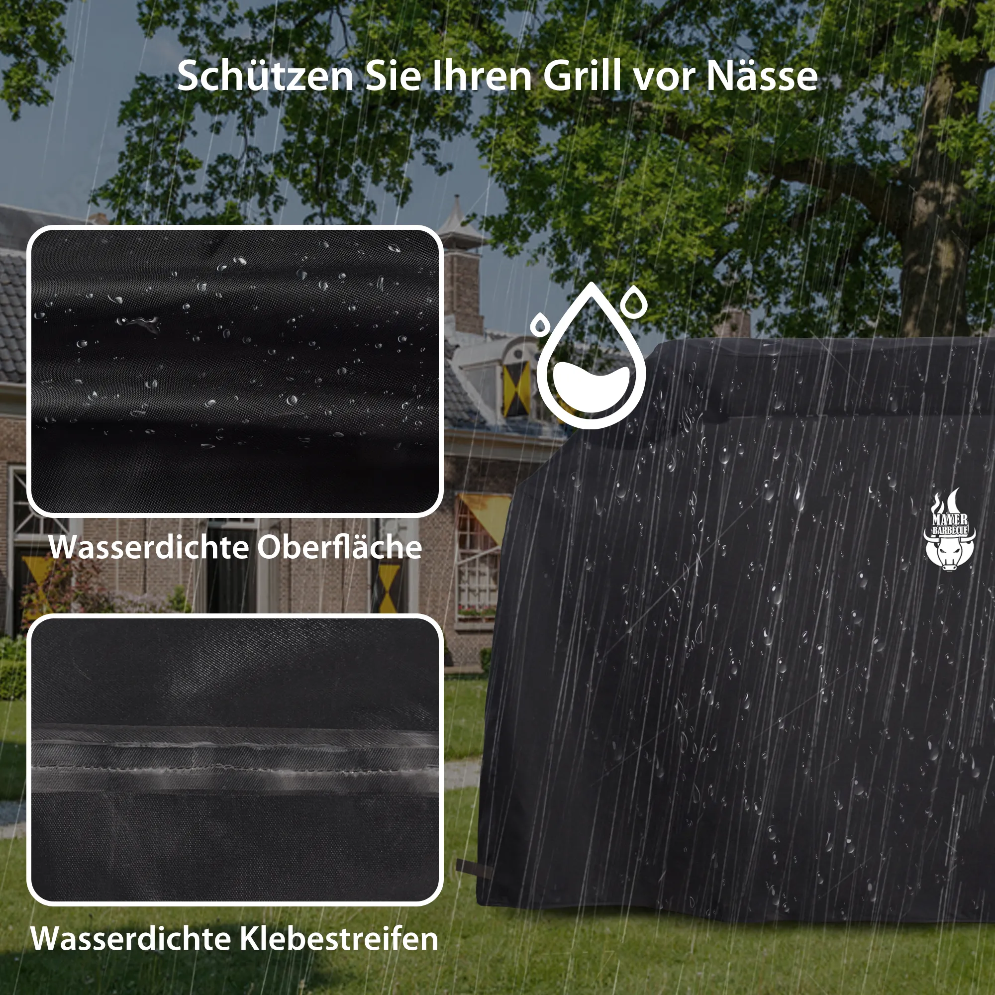 Grillabdeckung / Grill Abdeckhaube | 160 x 80 x 105cm, schwarz