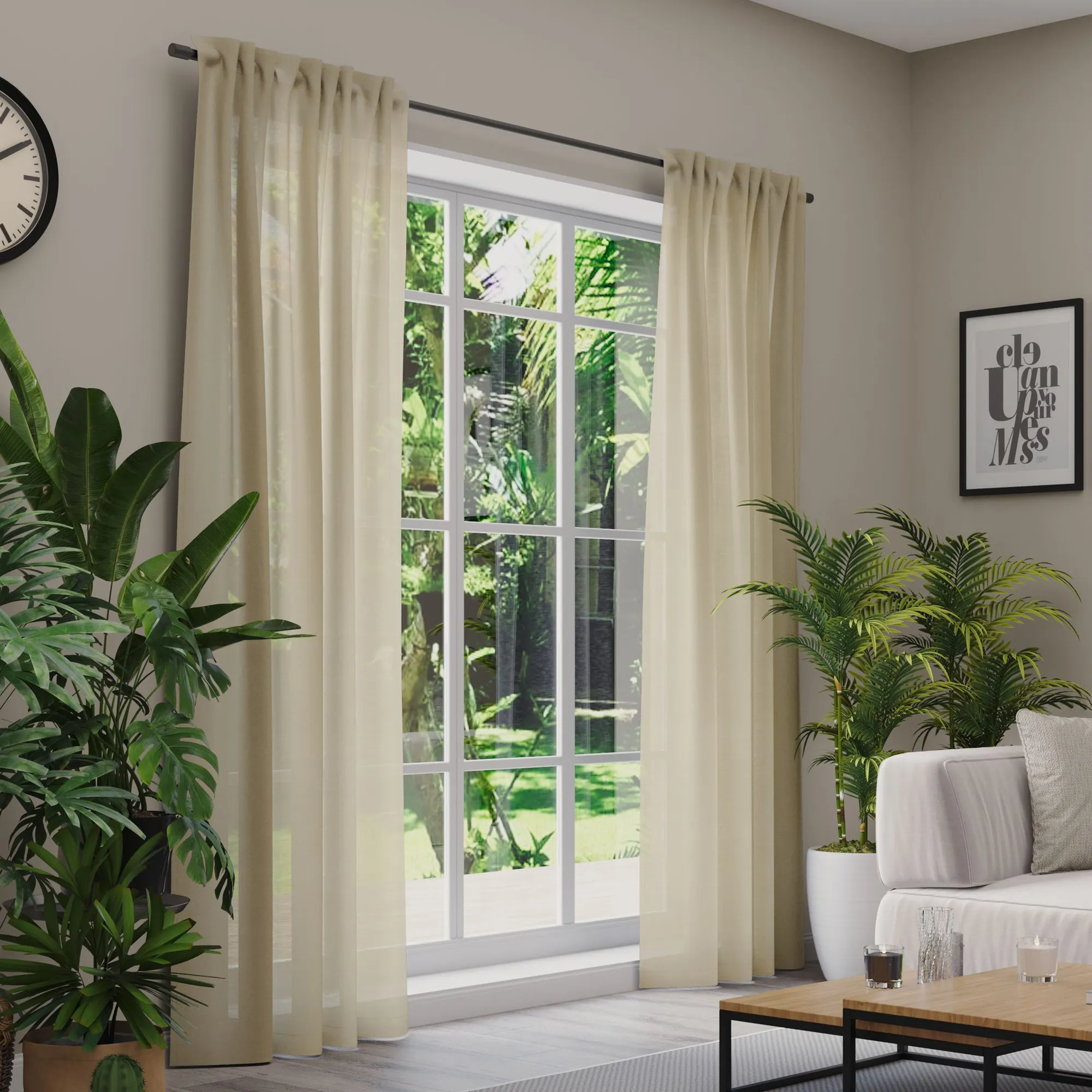 Premium Line Gardinen und Vorhänge | Classic, halbtransparent, beige 