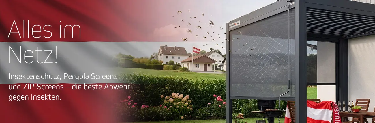 Alles im Netz. Insektenschutz, Pergola Screens und ZIP-Screens – die beste Abwehr gegen Insekten.