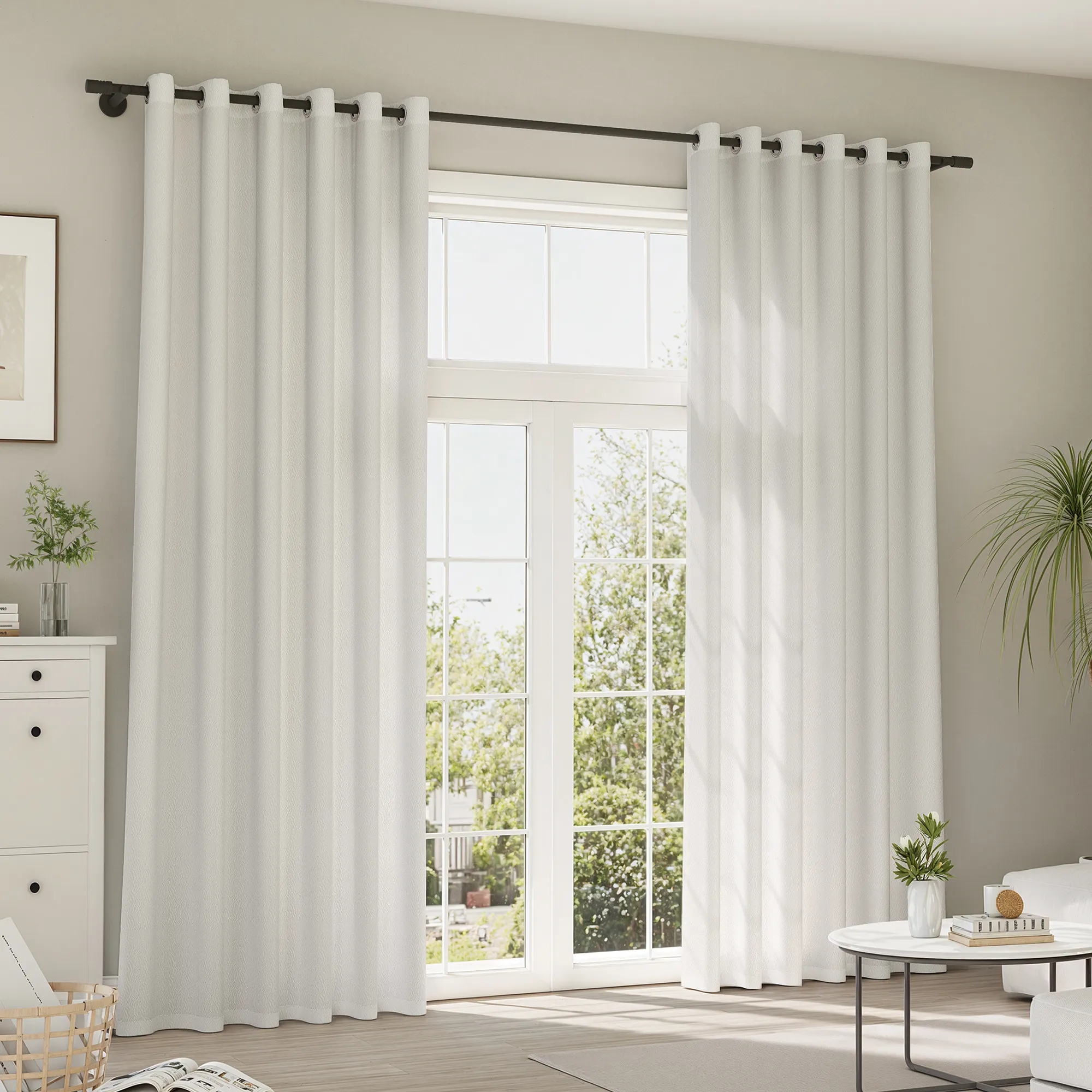 Cortinas y Visillos Pure | Print, semitransparente, rayas cebra-blanco