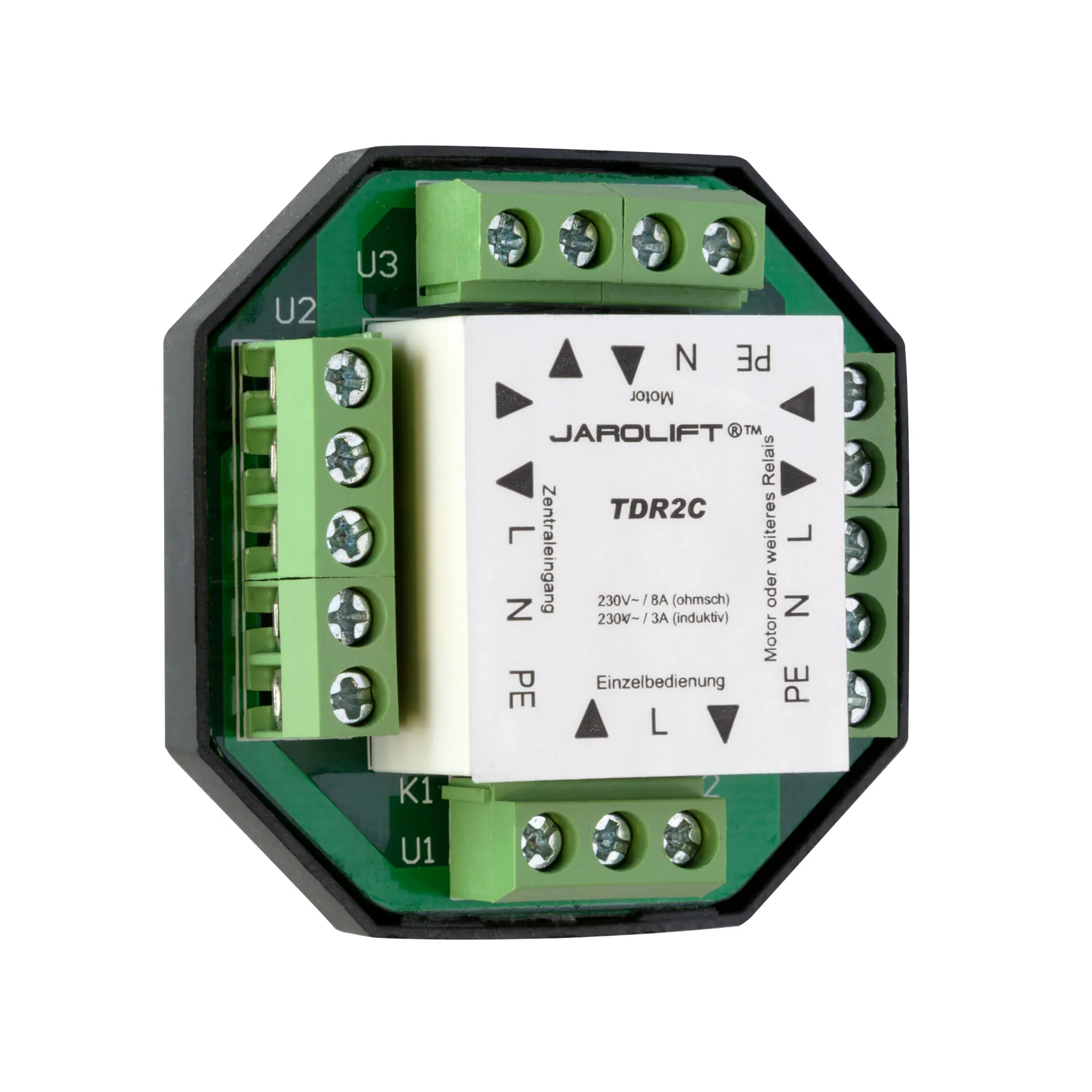 Relè di separazione TDR2C con connessioni e etichette per sistemi di controllo elettrico