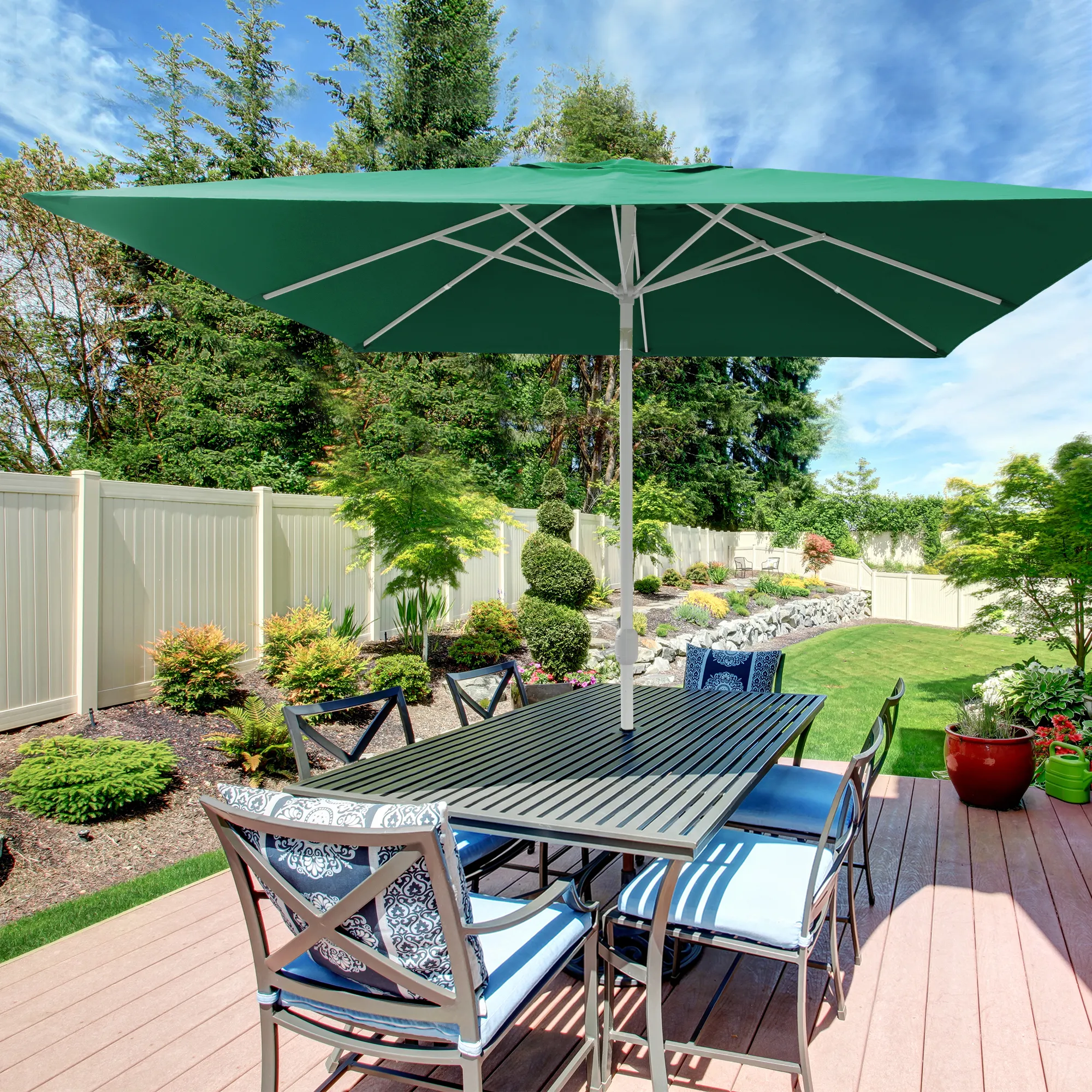 Parasol Interpara kwadratowy  | 3 x 3 m, zielony / stelaż: srebrny