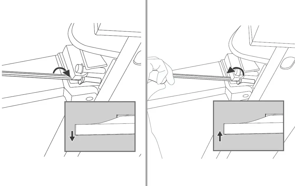 Illustration der Einstellung einer Kassettenmarkise Line mit Werkzeug und Pfeilen