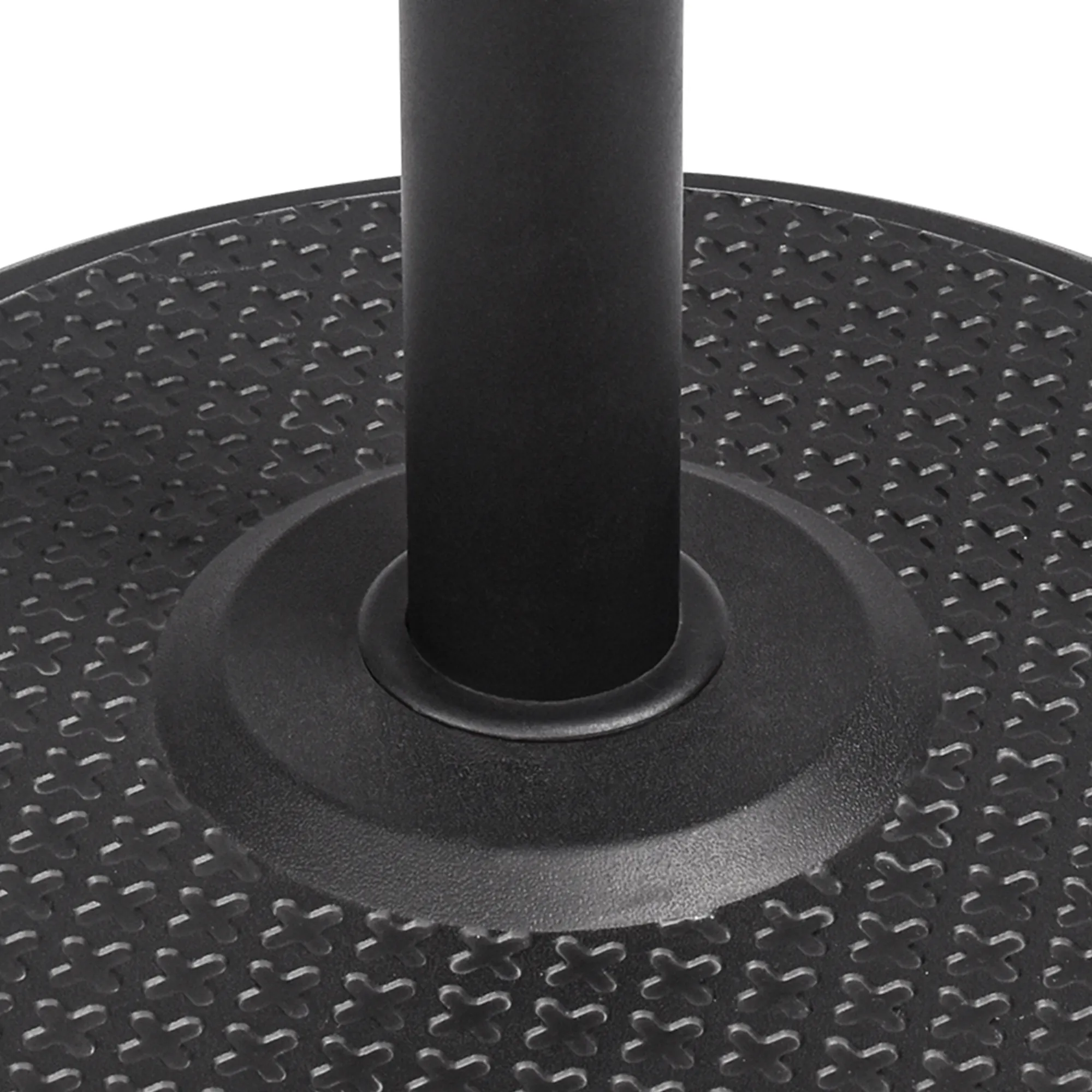 Supporto per ombrellone con base rotonda e tubo per fissaggio di un ombrellone