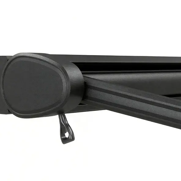 Seitliches Endstück eines Markisenarms mit sichtbarer Aufhängung