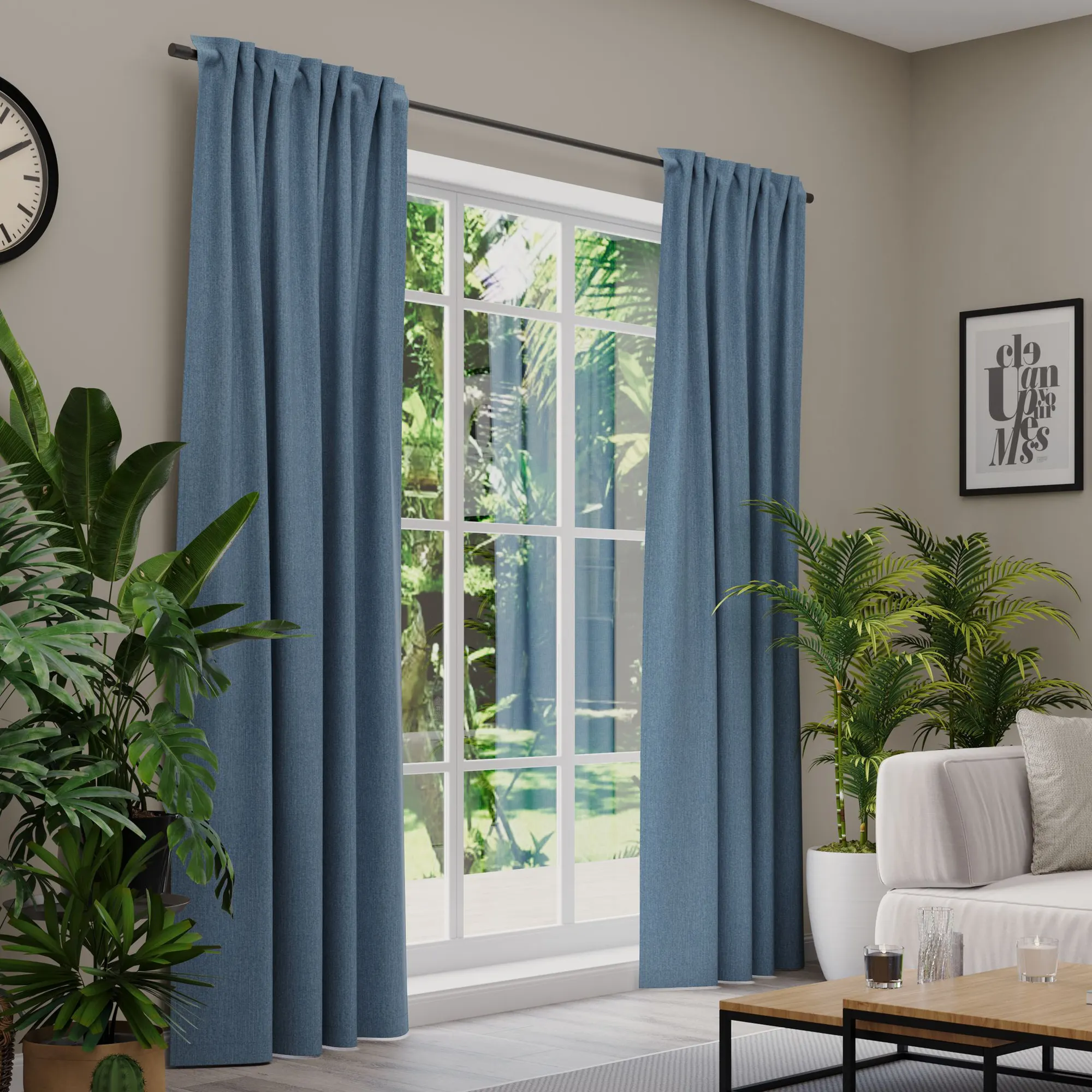 Premium Line Gardinen und Vorhänge | Eco Structure, blickdicht, blau