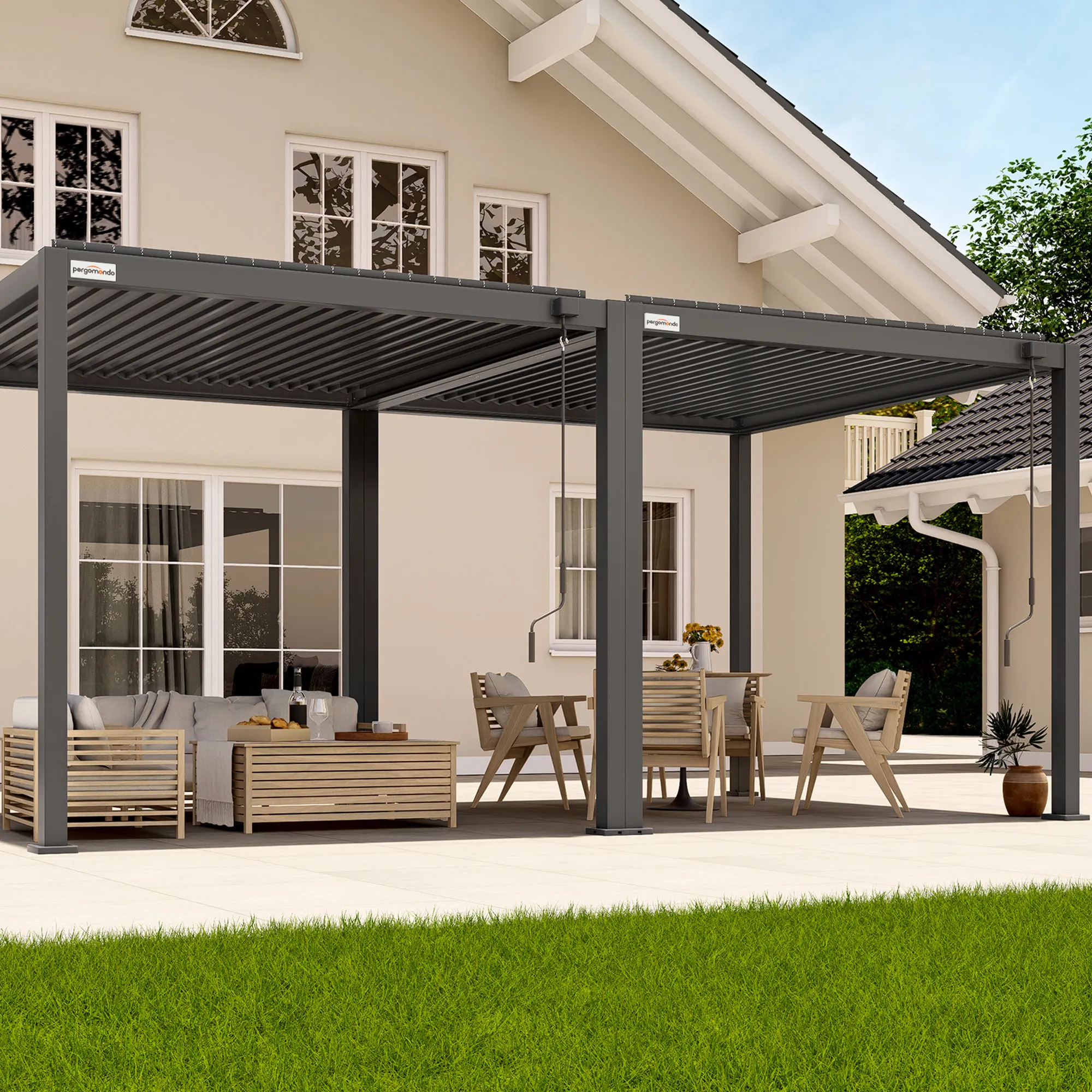 Pergola mit Lamellendach | 3 x 6 m, anthrazit
