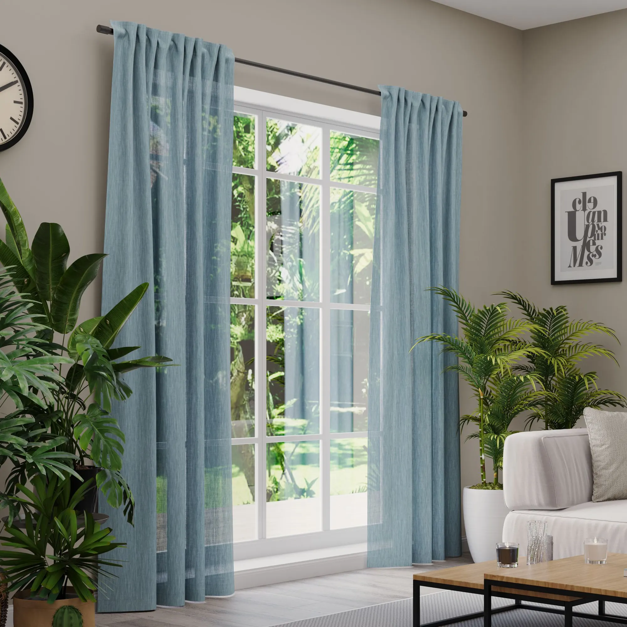 Premium Line Gardinen und Vorhänge | Eco Heaven, halbtransparent, blau 