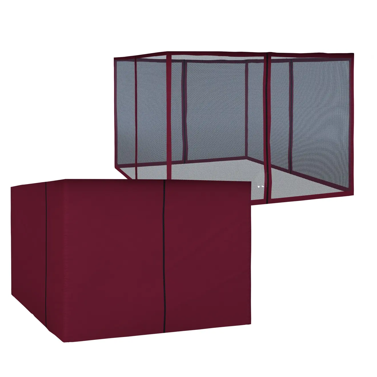 Großes, rechteckiges Gehege mit Netzabdeckung und abnehmbarer Stoffhülle