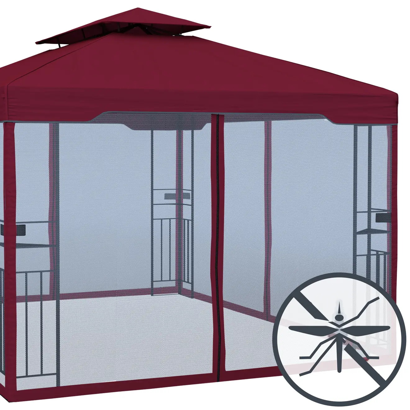 Gartenpavillon mit Netzabdeckung und Dach, geeignet für Outdoor-Aktivitäten und Insektenschutz