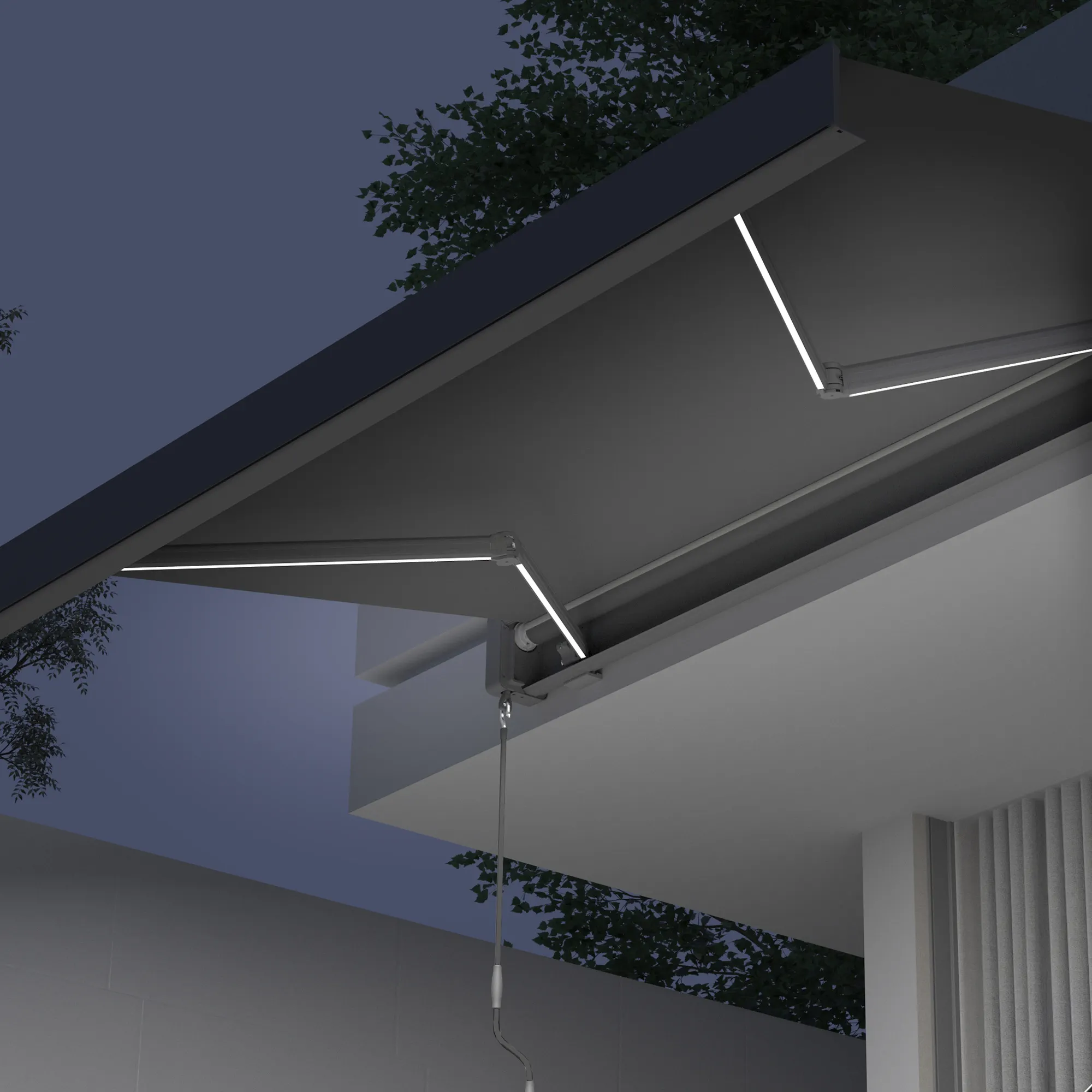 Markiza w kasecie Quadris LED | 3,45 x 3 m, antracytowy, tkanina: antracytowy, jednokolorowa