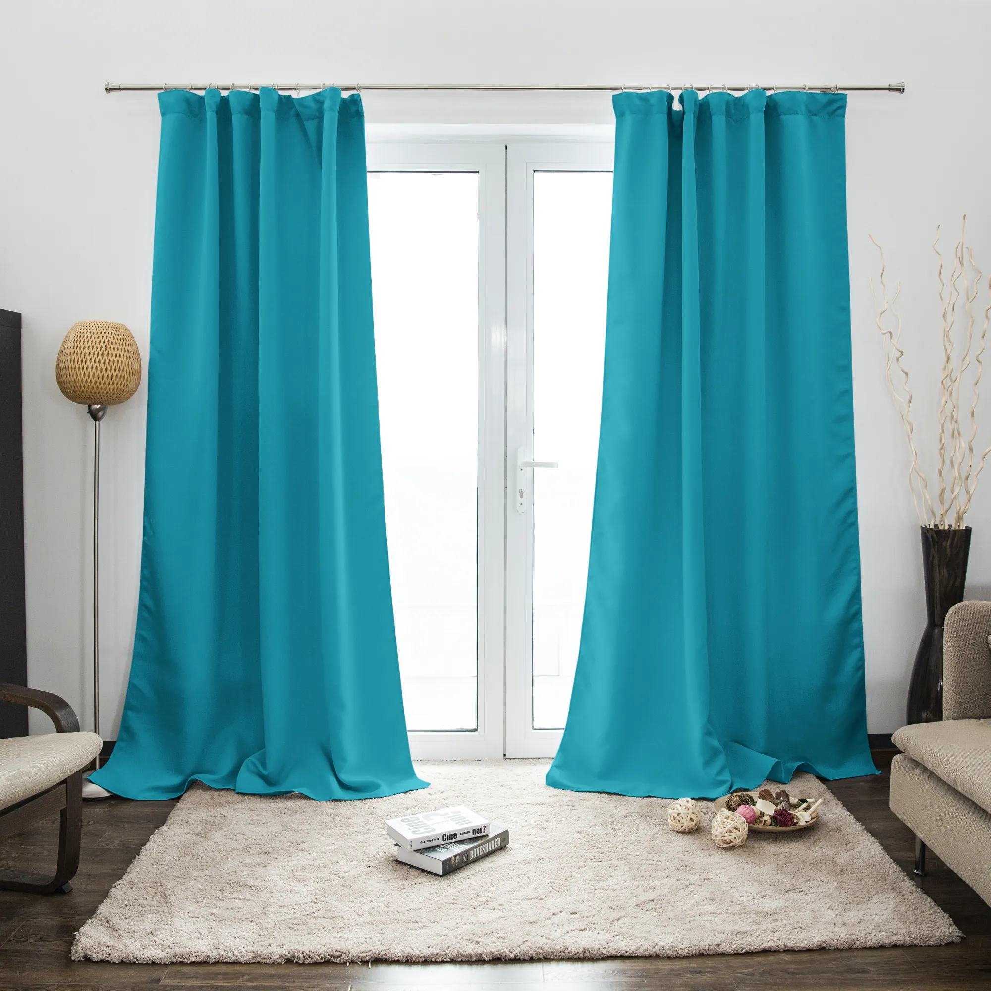 Cortina Fruncida AURORA | opaco, 140 x 235 cm, azul claro