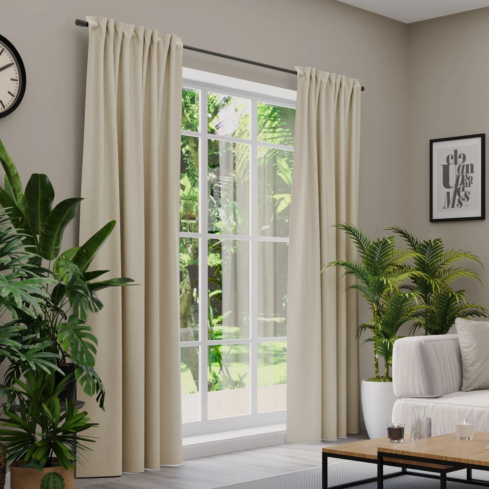 Premium Line Gardinen und Vorhänge | Eco Structure, blickdicht, beige 