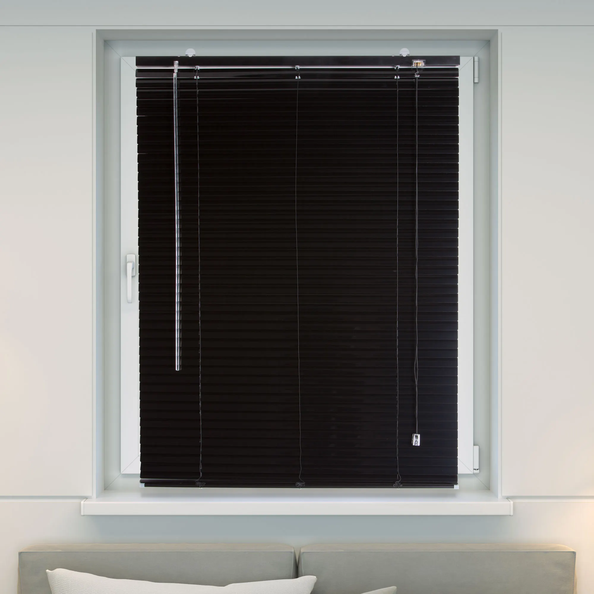 Persiana Veneciana de Aluminio | 70 x 175 cm, negro brillante