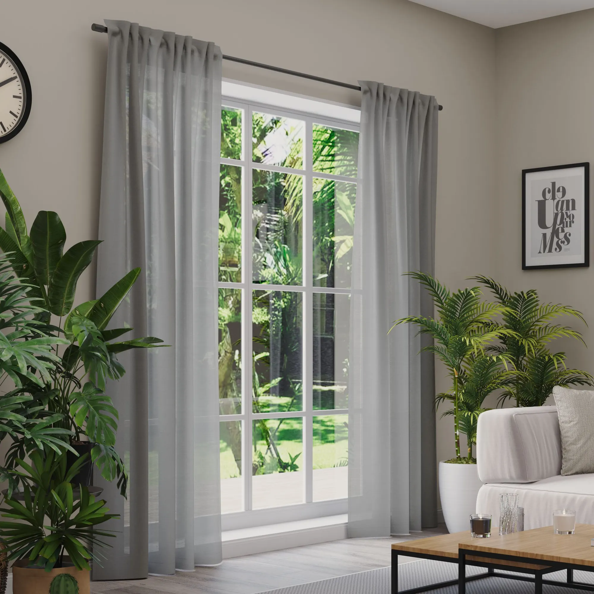 Premium Line Gardinen und Vorhänge | Classic, halbtransparent, grau 