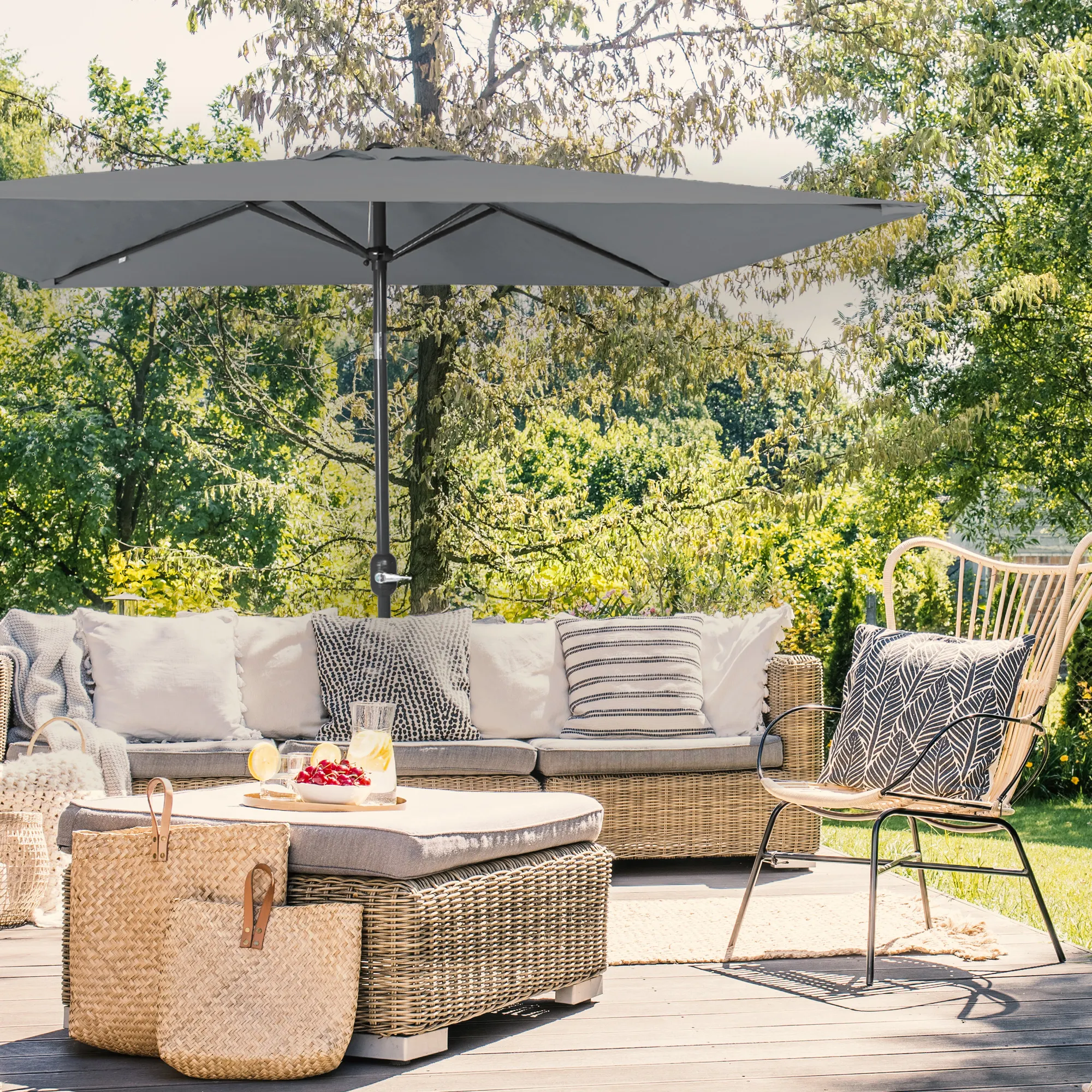 parajuna - kleiner Sonnenschirm knickbar | 2,3 x 1,3 m, rechteckig, grau