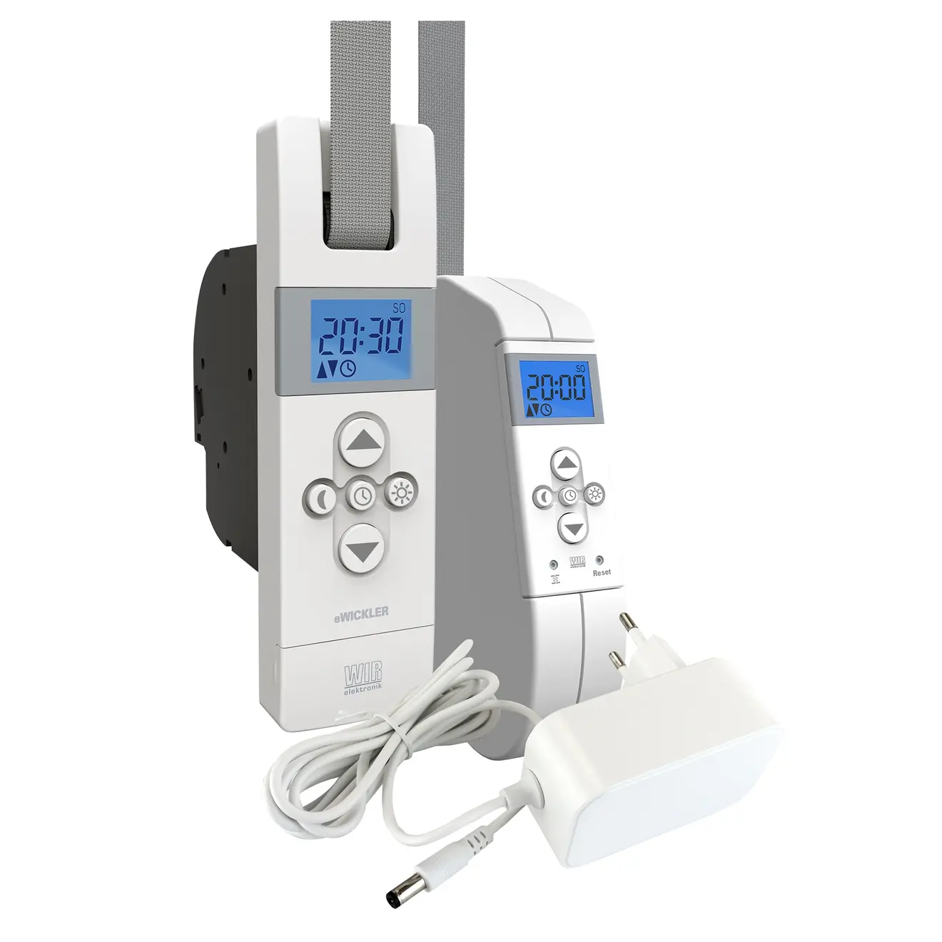 Elektrischer Gurtwickler eWickler mit Display und Bedienelementen, inklusive Netzteil und Kabel