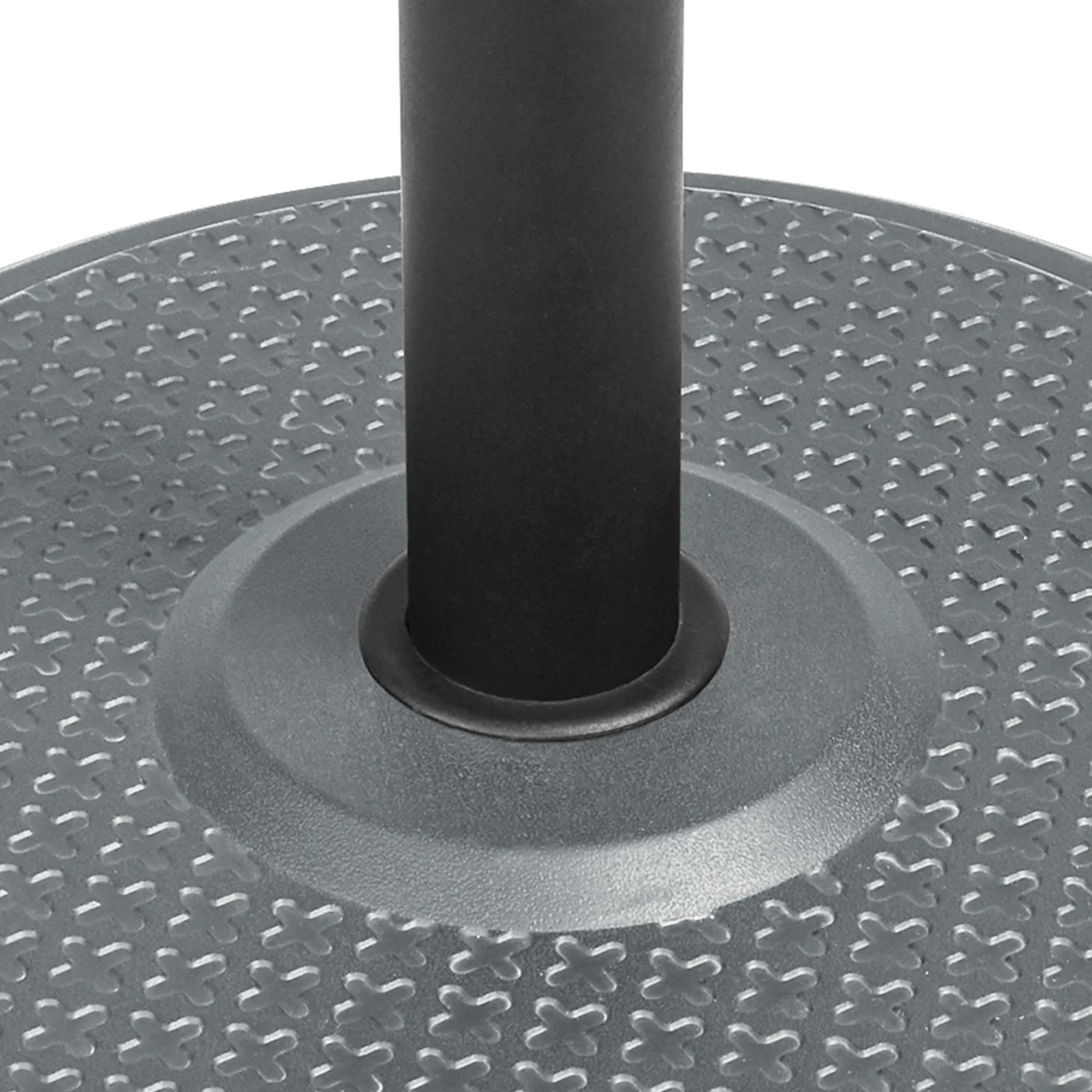 Supporto per ombrellone con base rotonda e tubo per fissaggio di un ombrellone