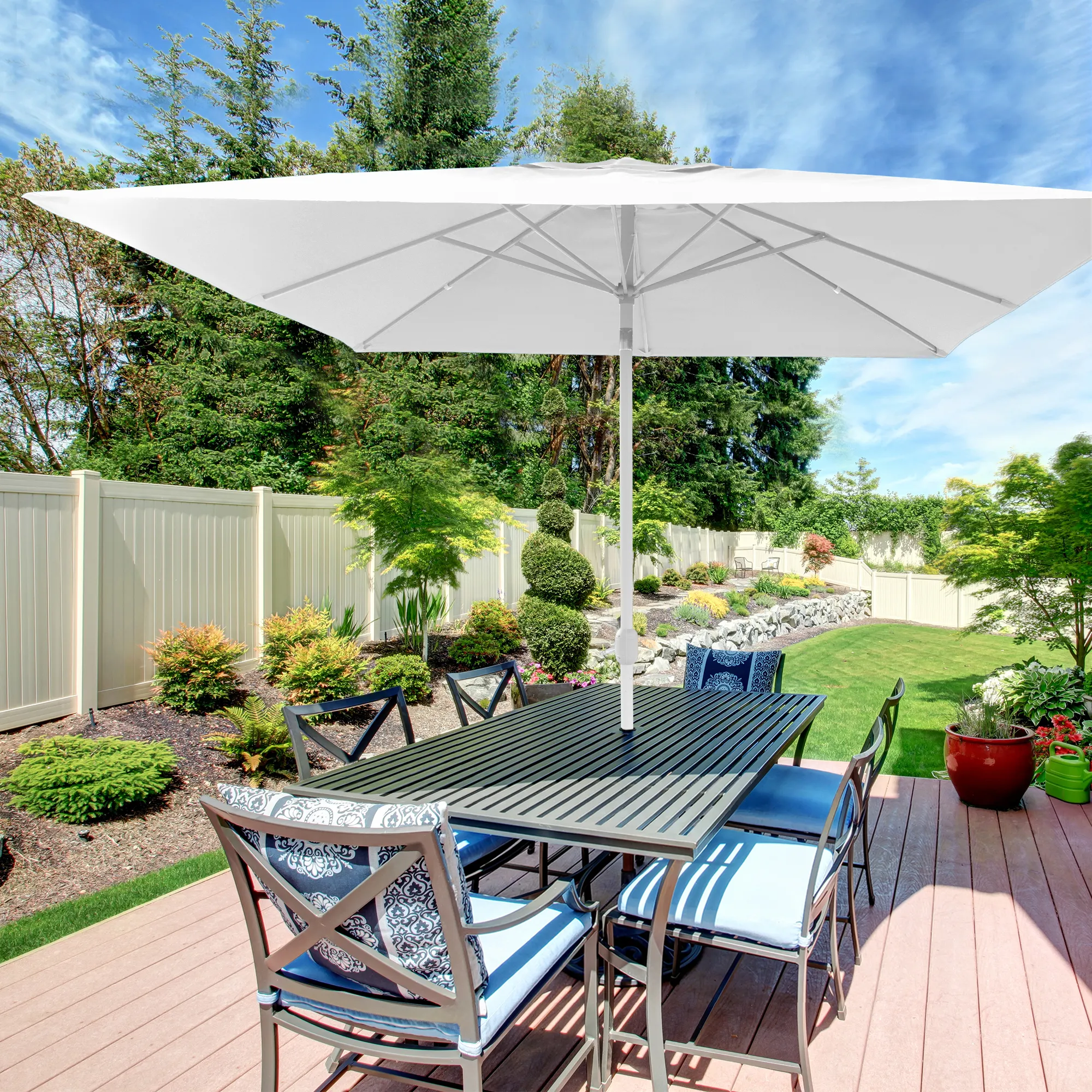Parasol interpara carré | 3 x 3 m, blanc / armature : blanc