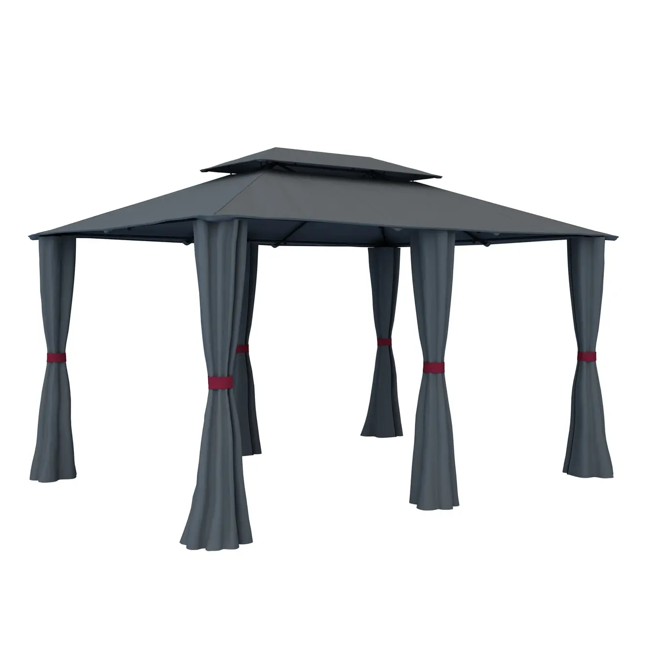 Gartenpavillon mit Vorhängen und zweistufigem Dach für Outdoor-Nutzung