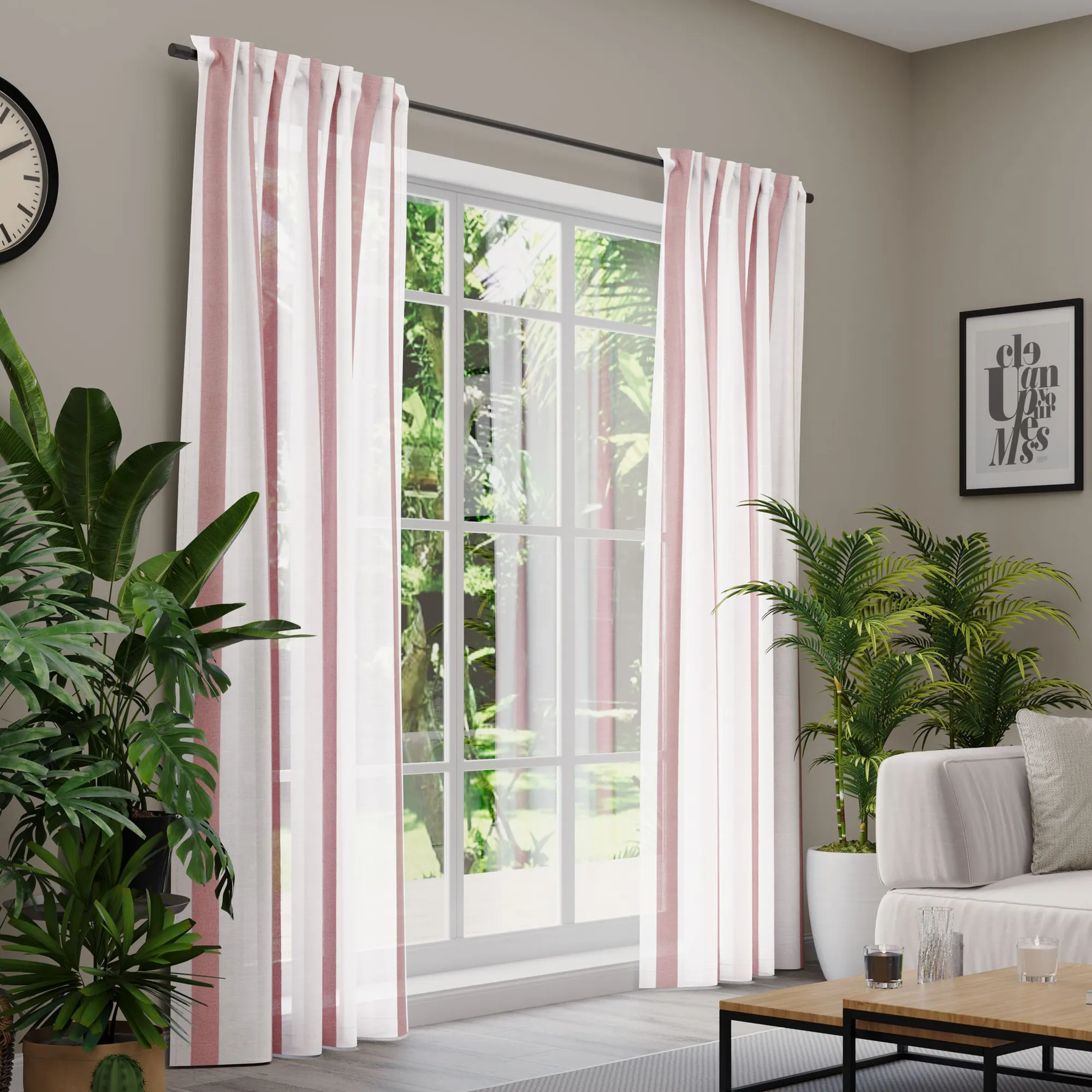 Premium Line Gardinen und Vorhänge | Noble, halbtransparent, rosa