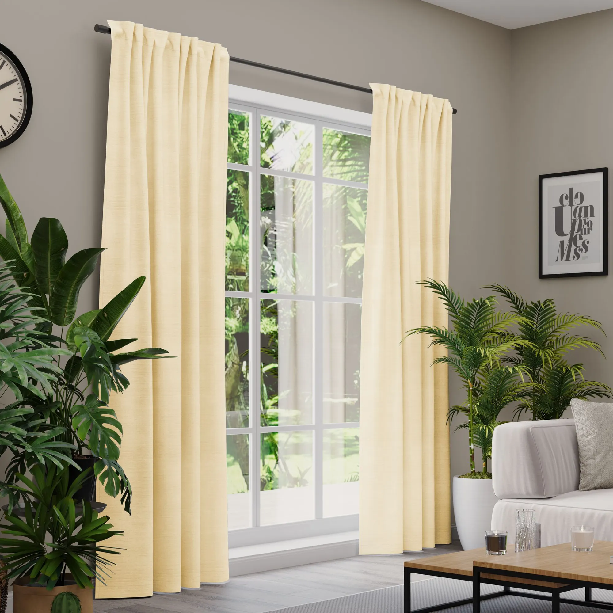 Premium Line Gardinen und Vorhänge | Velvet, blickdicht, elfenbein 