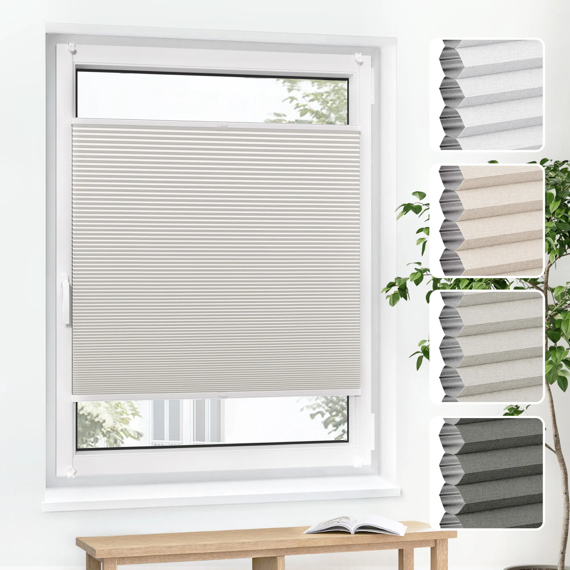 Cortina Plisada Pure Nido de Abeja (Tipo a elegir)