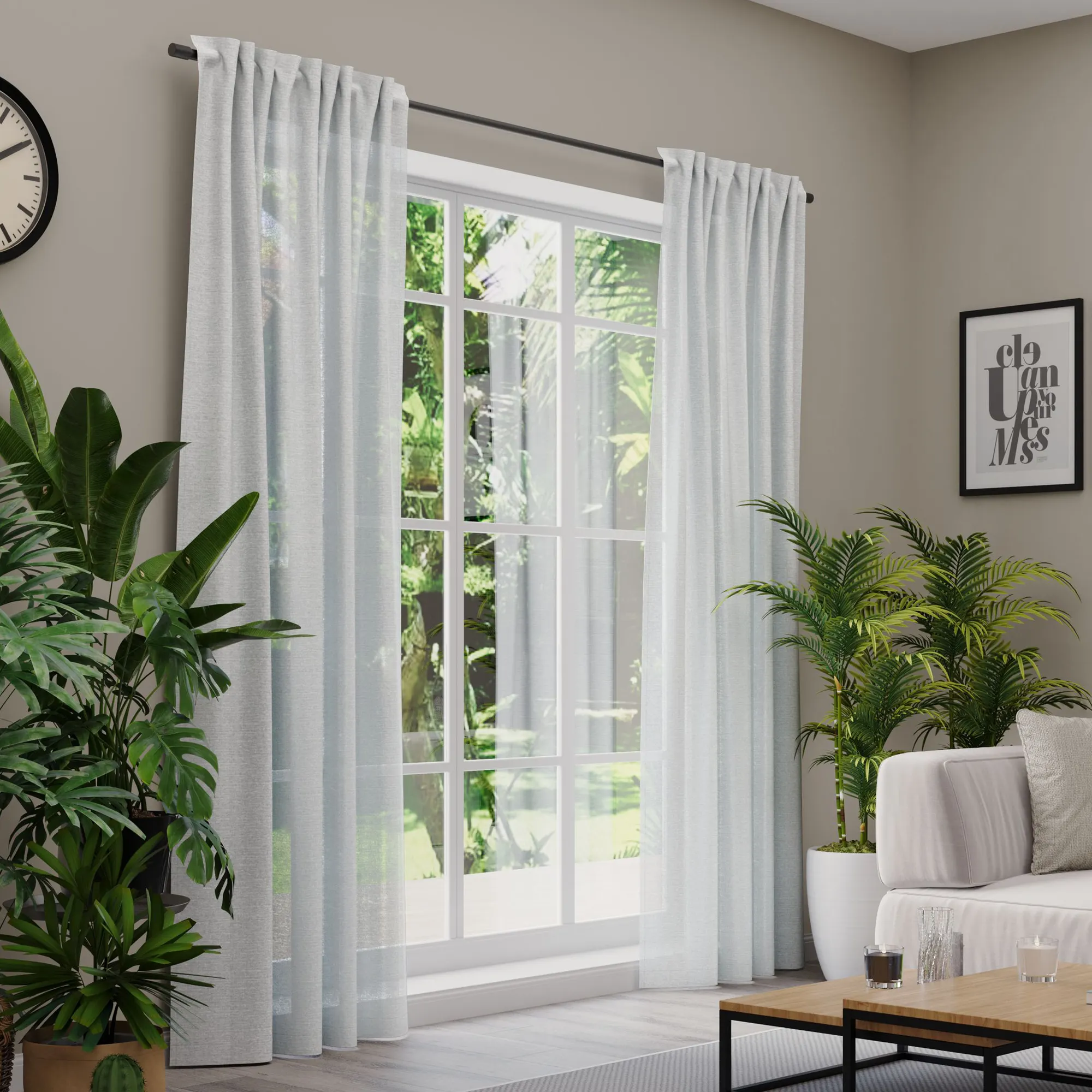 Premium Line Gardinen und Vorhänge | Eco Daily, halbtransparent, hellgrau