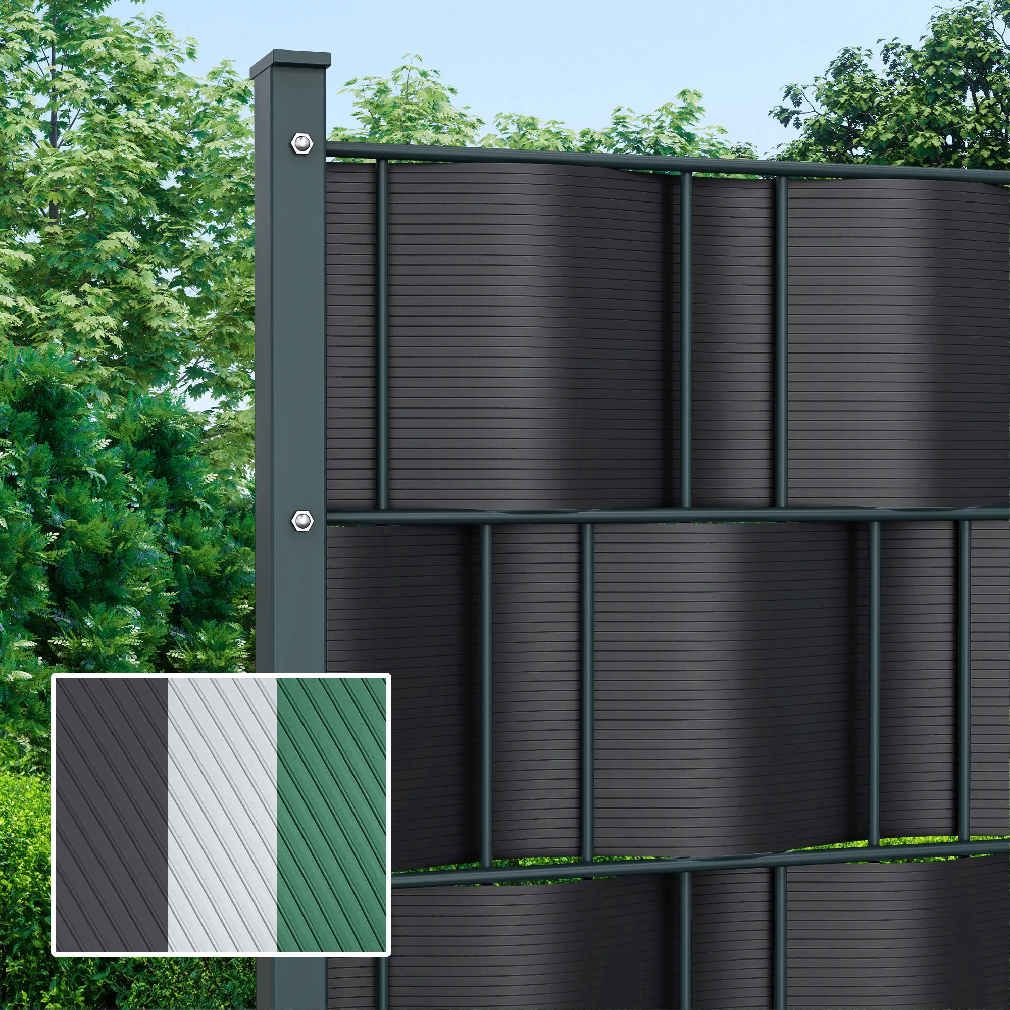 PVC Sichtschutzstreifen Hart | 19 cm x 2,525 m, anthrazit, 10 Stück