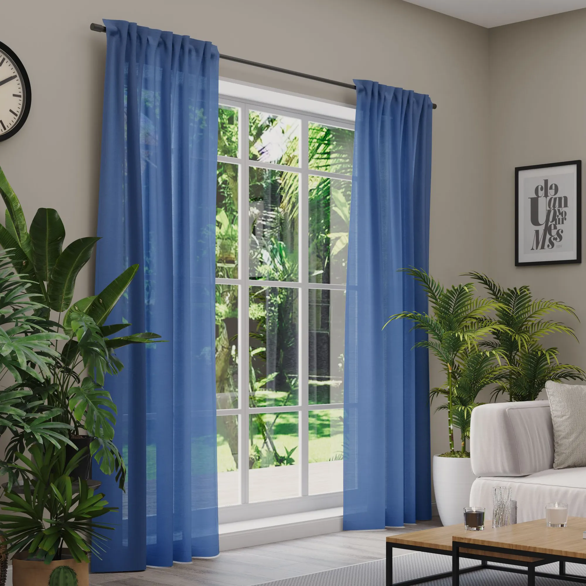 Premium Line Gardinen und Vorhänge | Classic, halbtransparent, dunkelblau 