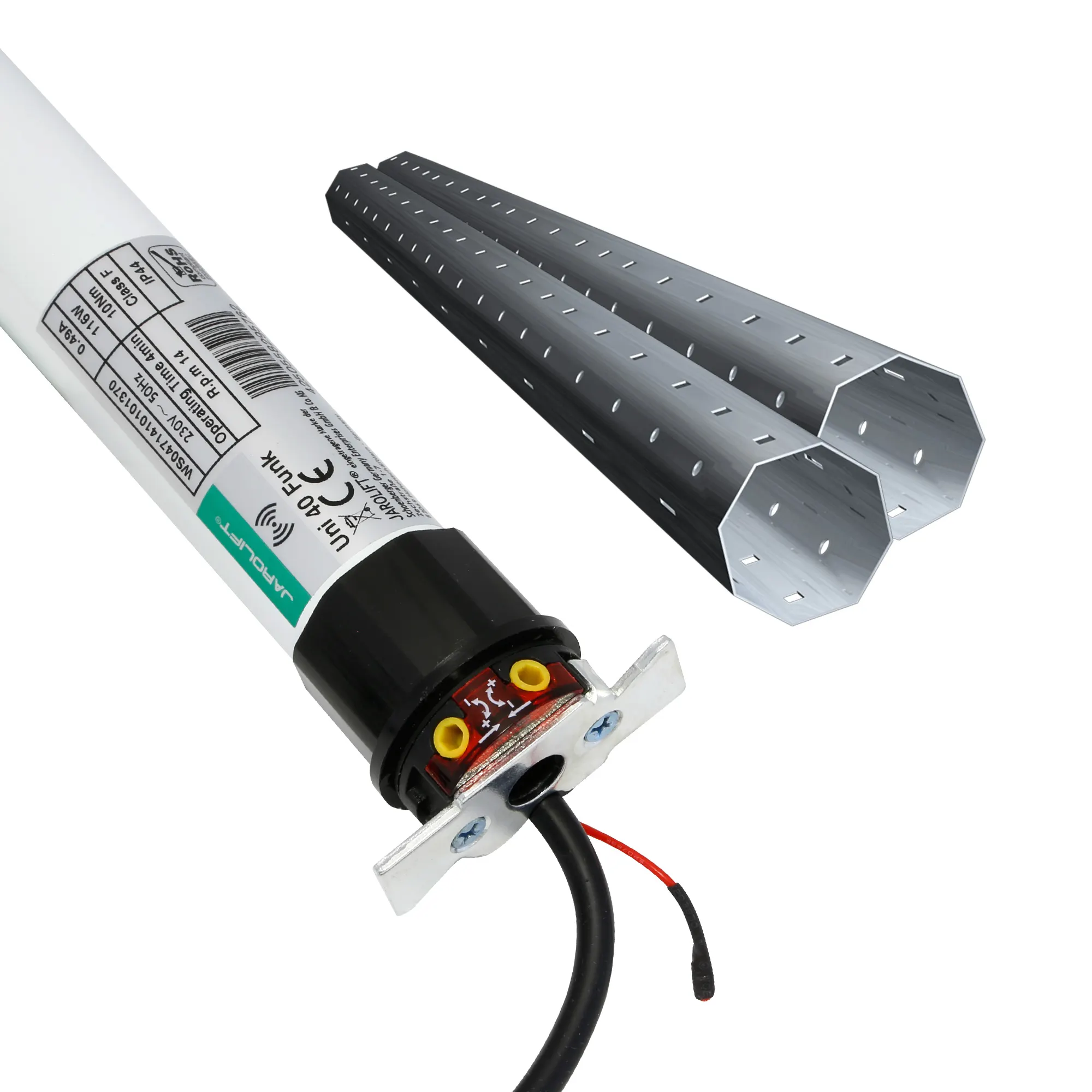 Motor vía radio para persiana Universel | UNI40F (10 Nm / SW40) + Kit eje para cajón exterior 3