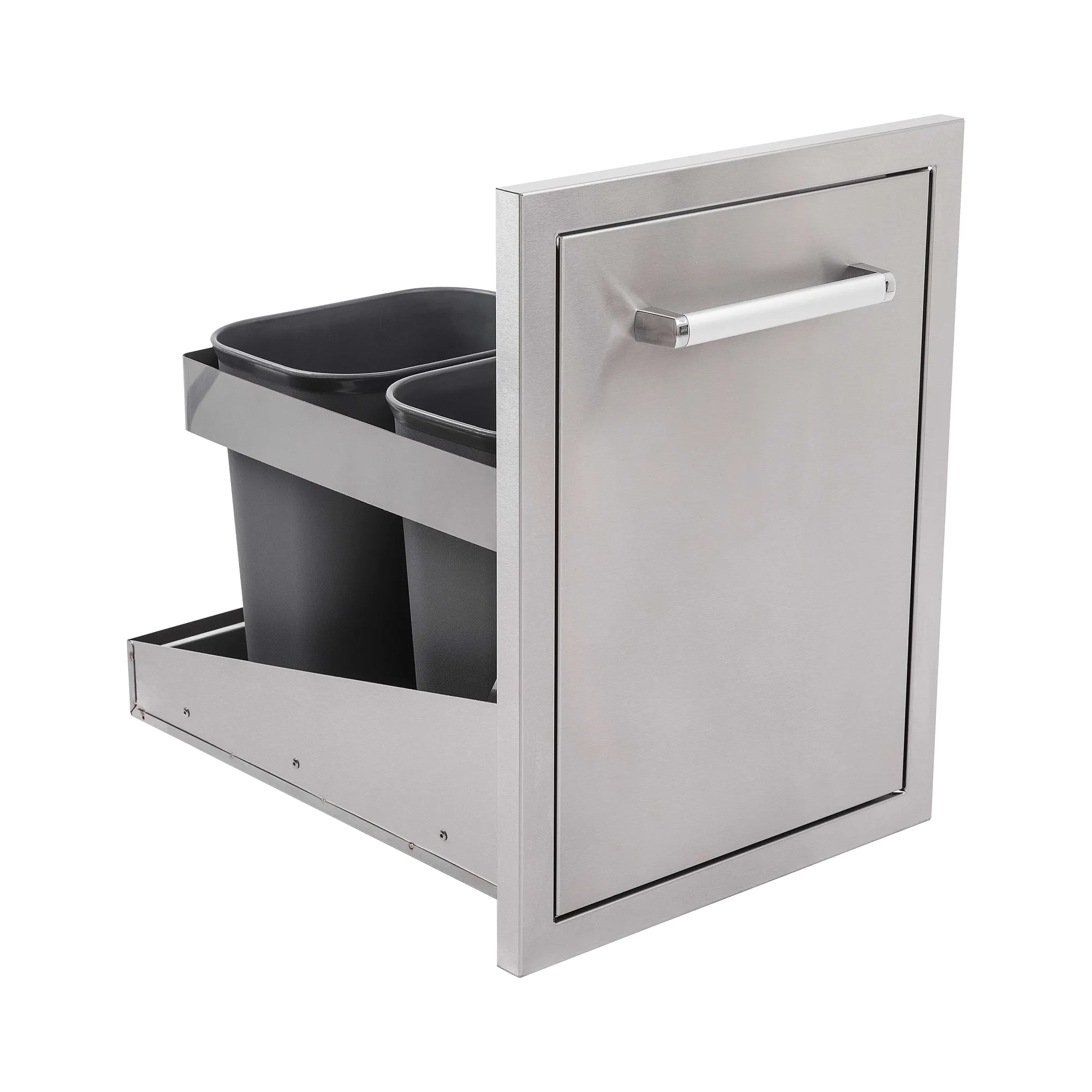 Edelstahl-Einbaumodul | Auszug mit 2 Mülleimern