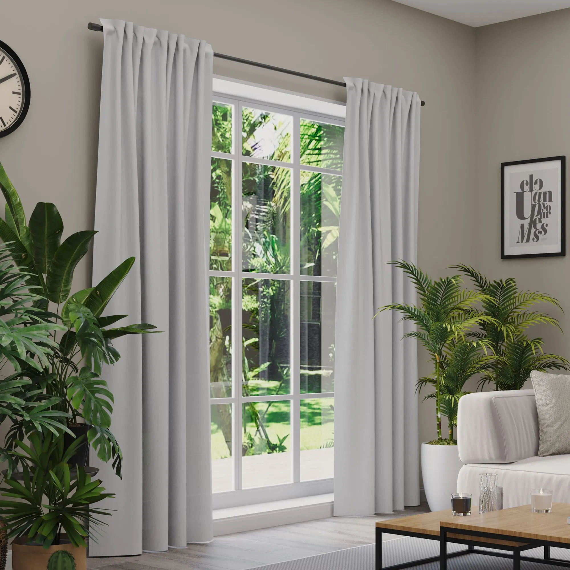 Premium Line Gardinen und Vorhänge | Linen, blickdicht, hellgrau 