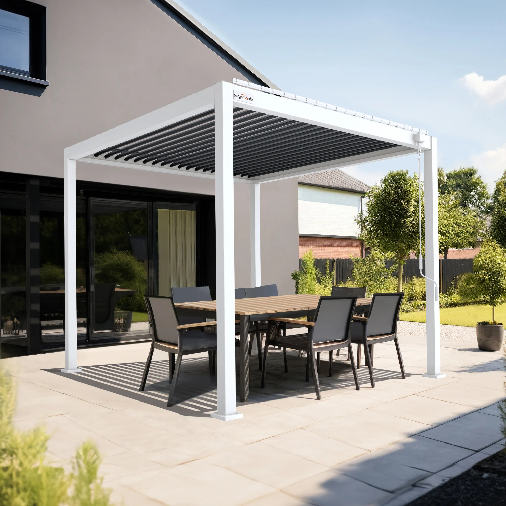 Pergola aluminiowa | 3 x 3 m, antracytowy / biały