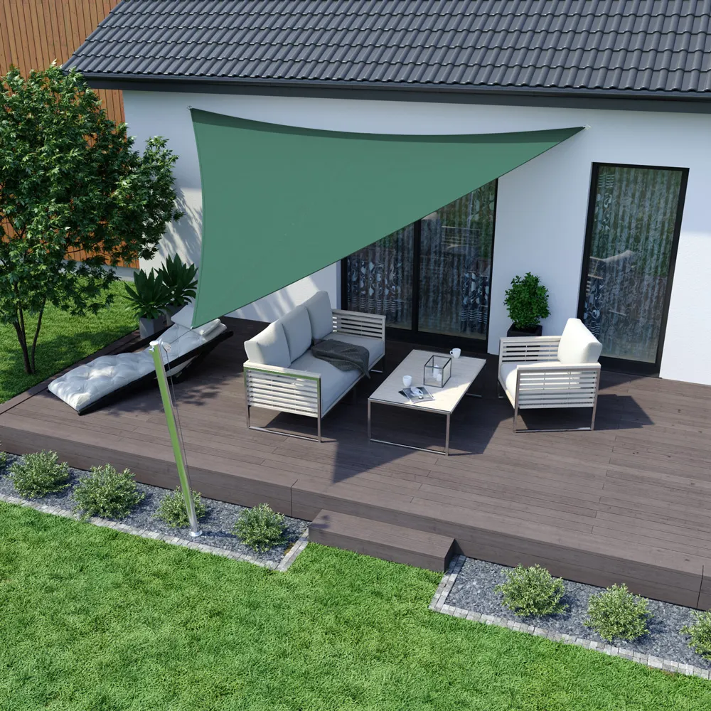 Sonnensegel - Polyester / wasserabweisend | 6,0 x 4,2 x 4,2 m, rechtwinklig-dreieckig, grün