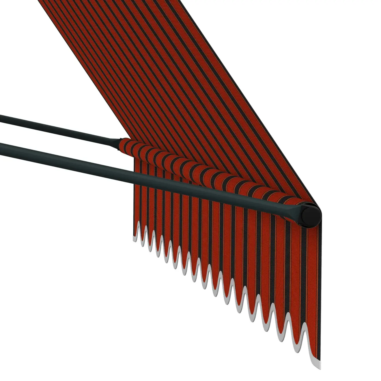 Klemm- und Balkonmarkise JAM 2000, montiert, seitliche Ansicht, zeigt Aufbau und Funktion