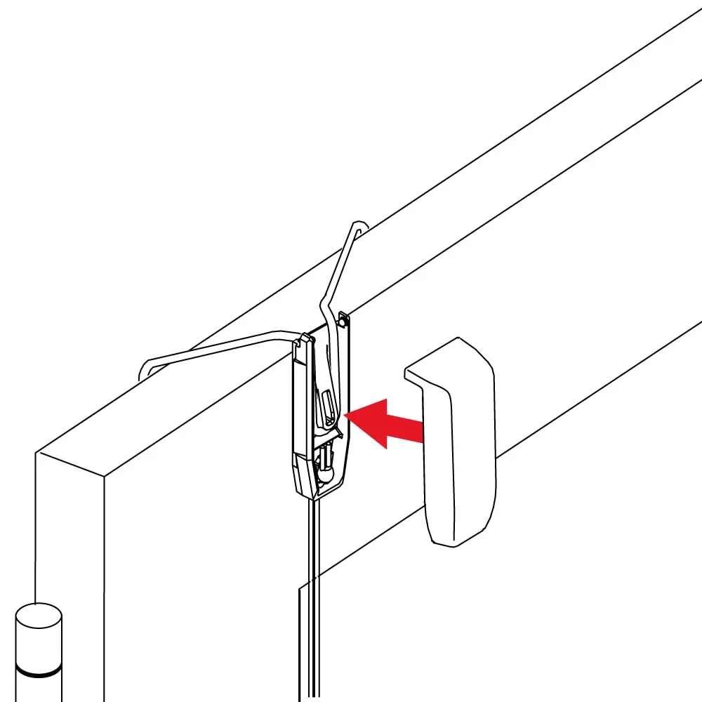 Diagramm eines Slim Klemmhalters für Cosiflor Plissees an einem Fensterrahmen