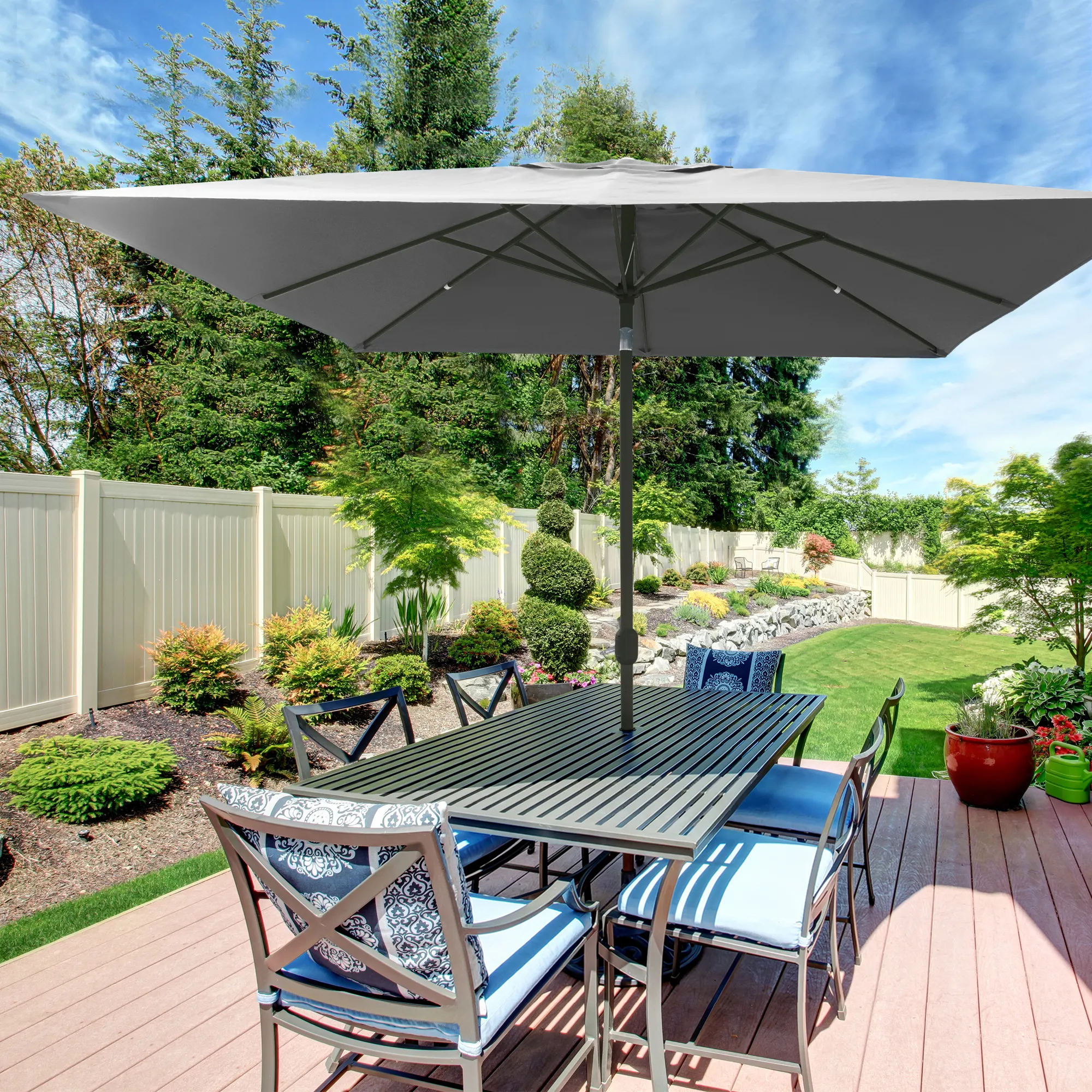 Parasol interpara carré | 3 x 3 m, gris / armature : anthracite
