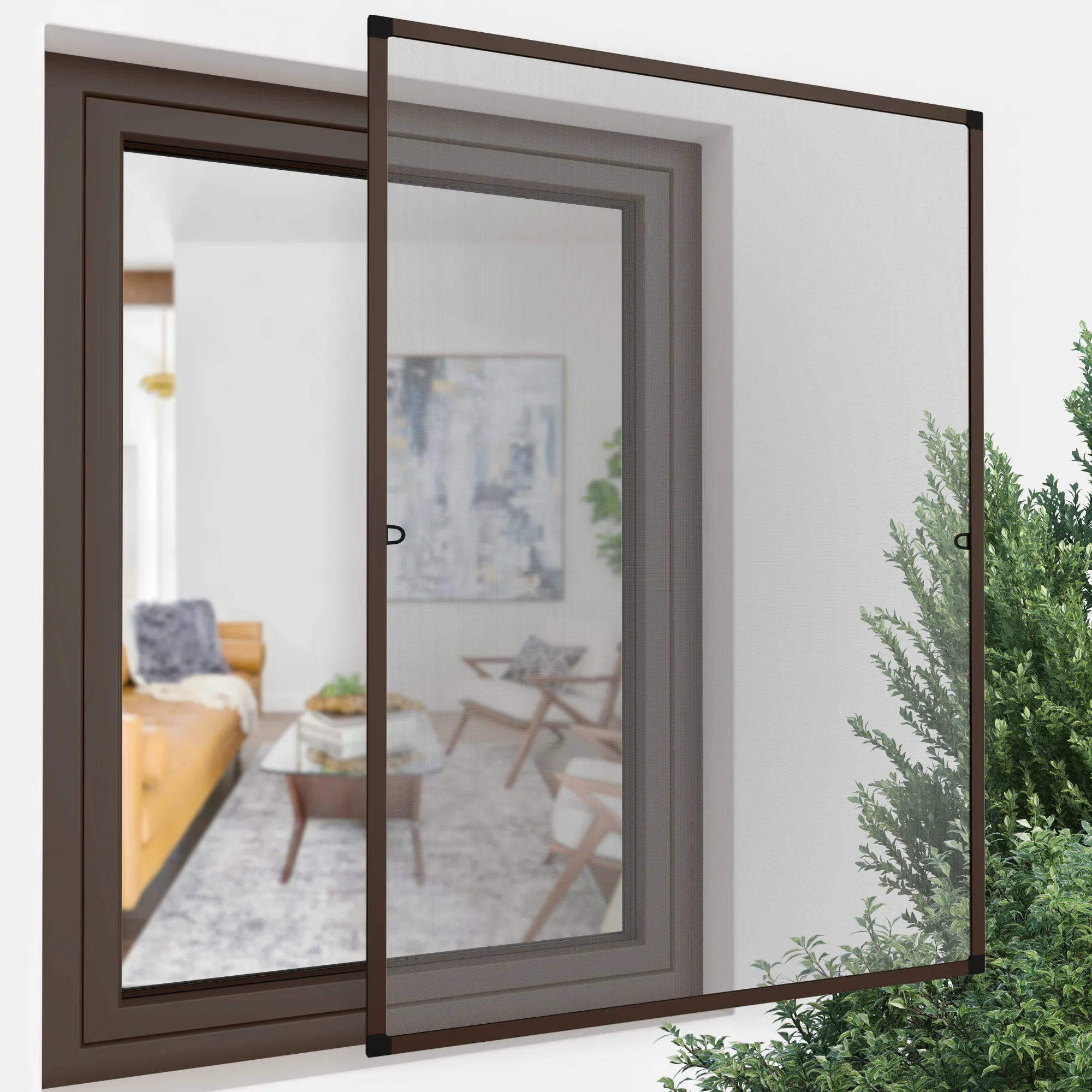 Insektenschutz-Spannrahmen ProfiLine für Fenster | 60 x 150 cm, braun