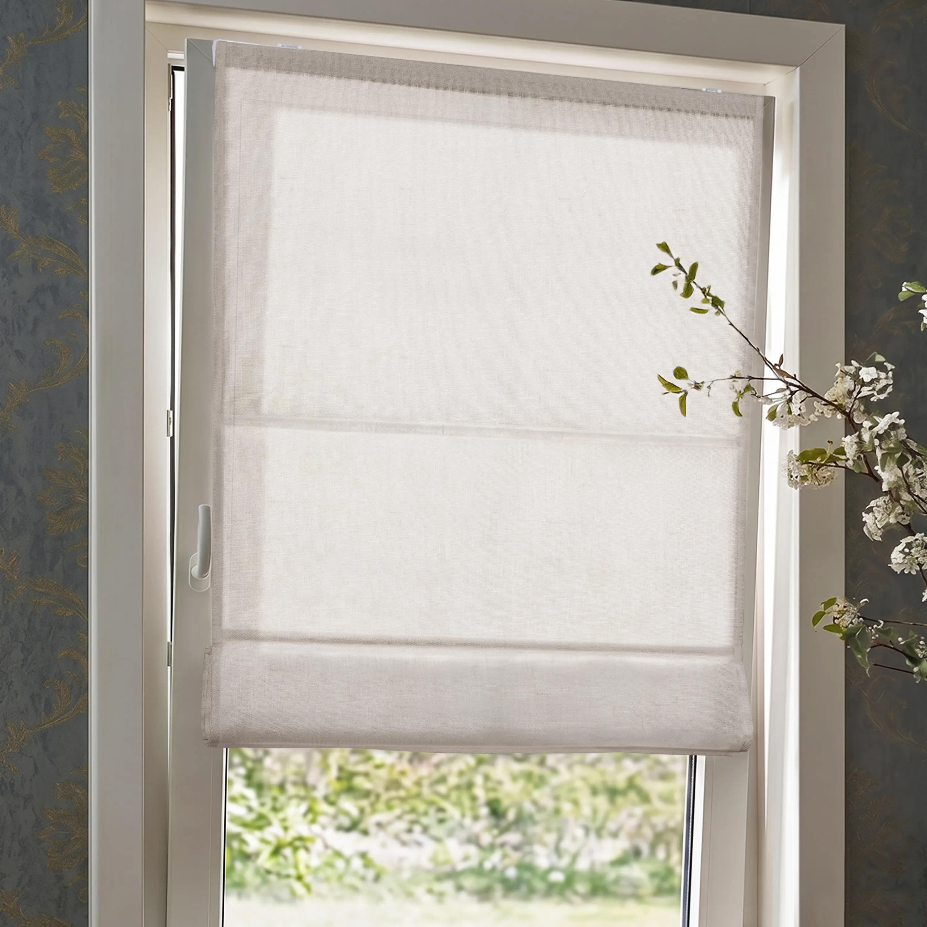 Ivora Premium Raffrollo | 50 x 175 cm, elfenbein-meliert, blickdicht