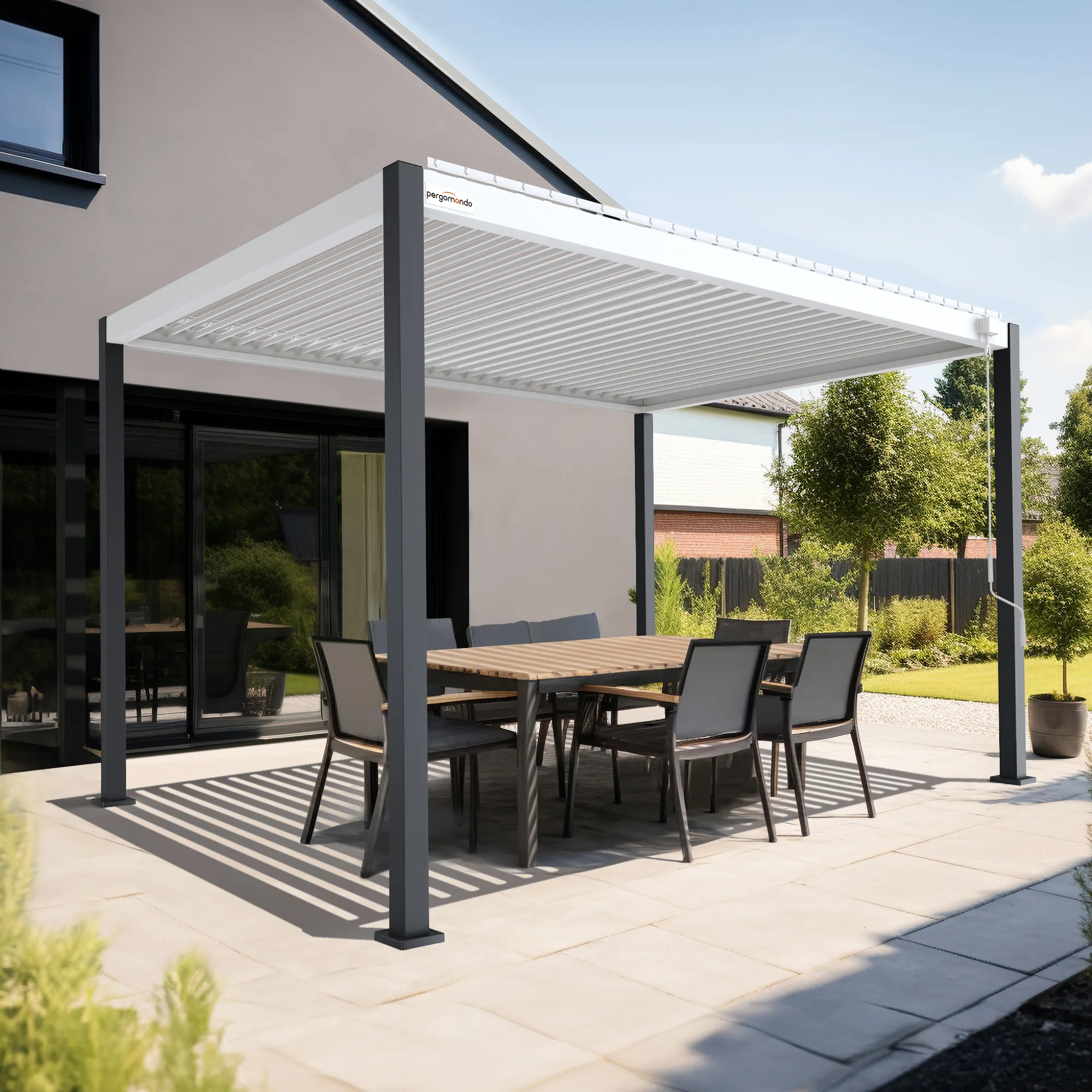 Pergola aluminiowa | 3 x 4 m, biały / biały / antracytowy