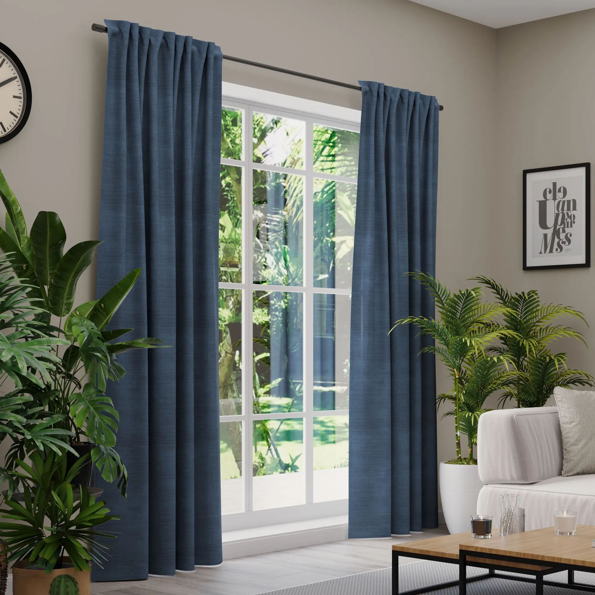 Premium Line Gardinen und Vorhänge | Velvet, blickdicht, blau 