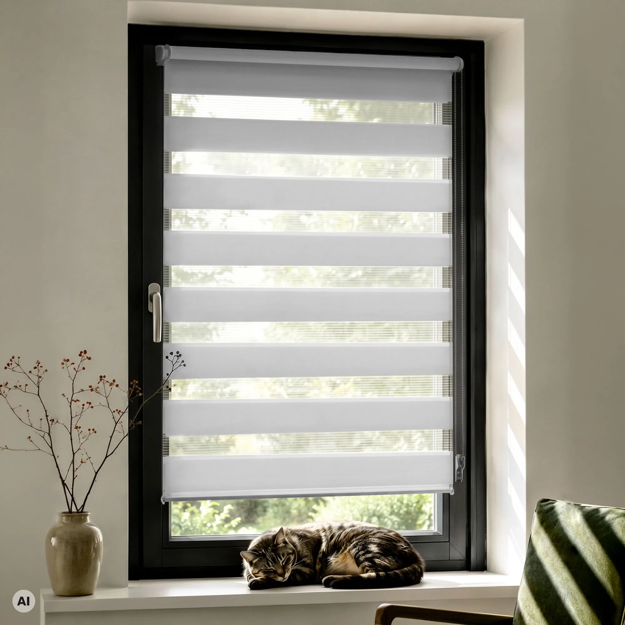 Store enrouleur jour nuit Zevra | 55 x 160 cm, gris clair