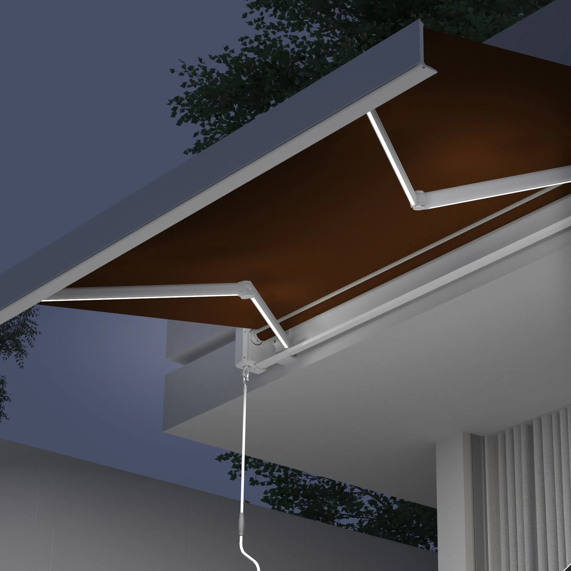 Markiza w kasecie Quadris LED | 3,45 x 3 m, biały, tkanina: mokka, Jednolity