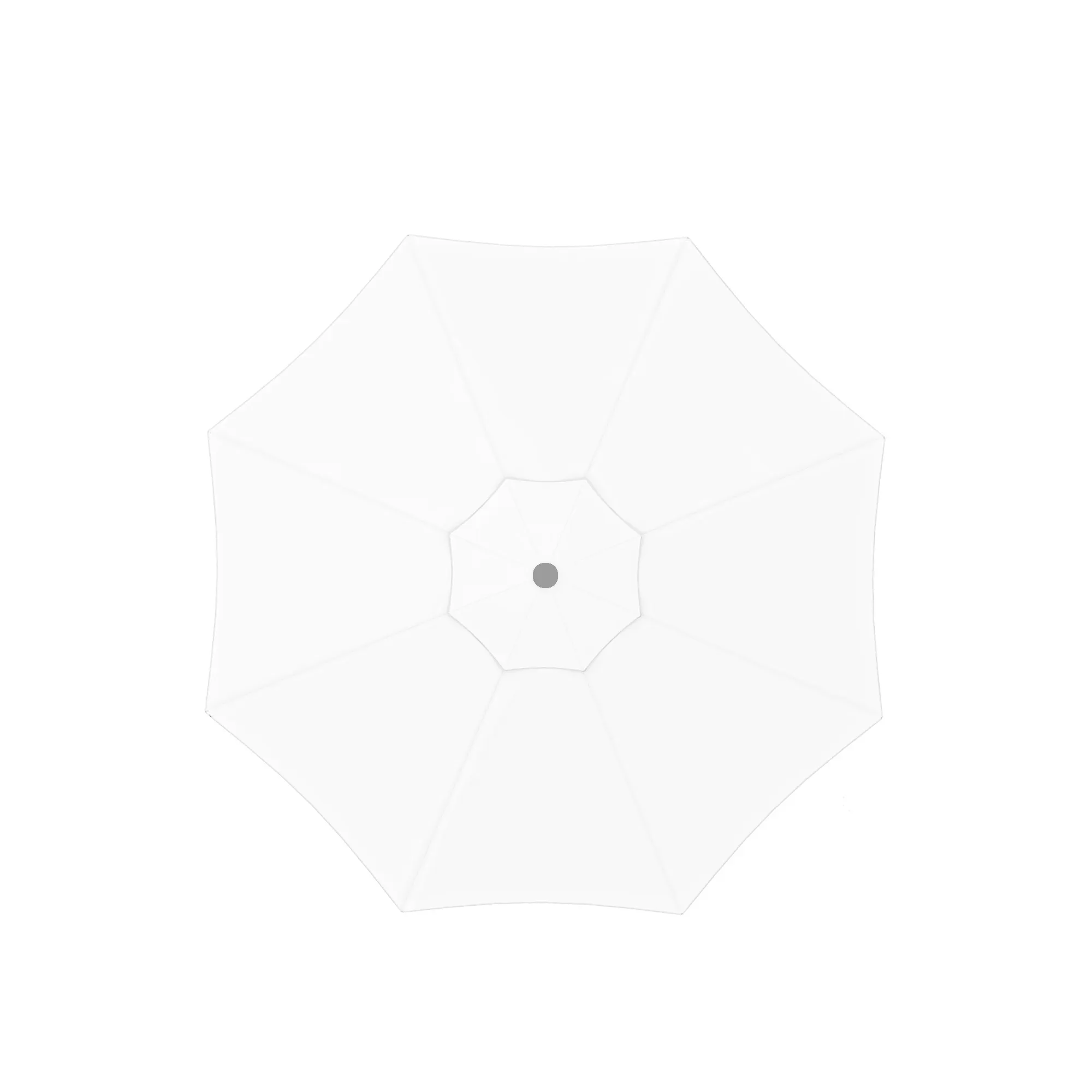 Ombrellone quadrato visto dall'alto, design simmetrico con punto centrale